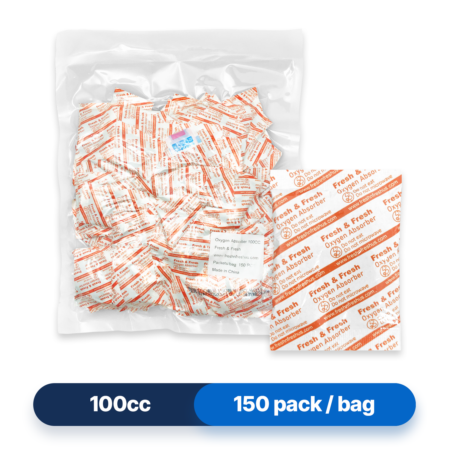 100cc Premium Oxygen Absorbers - 150 Packets / Bag