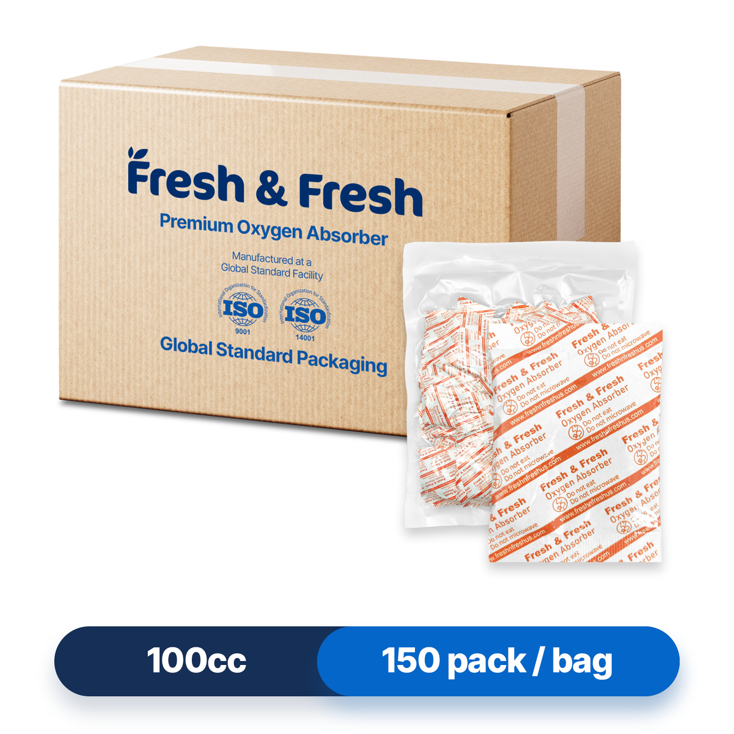 100cc Premium Oxygen Absorbers - 3,000 Packets (150 Packets / Bag)