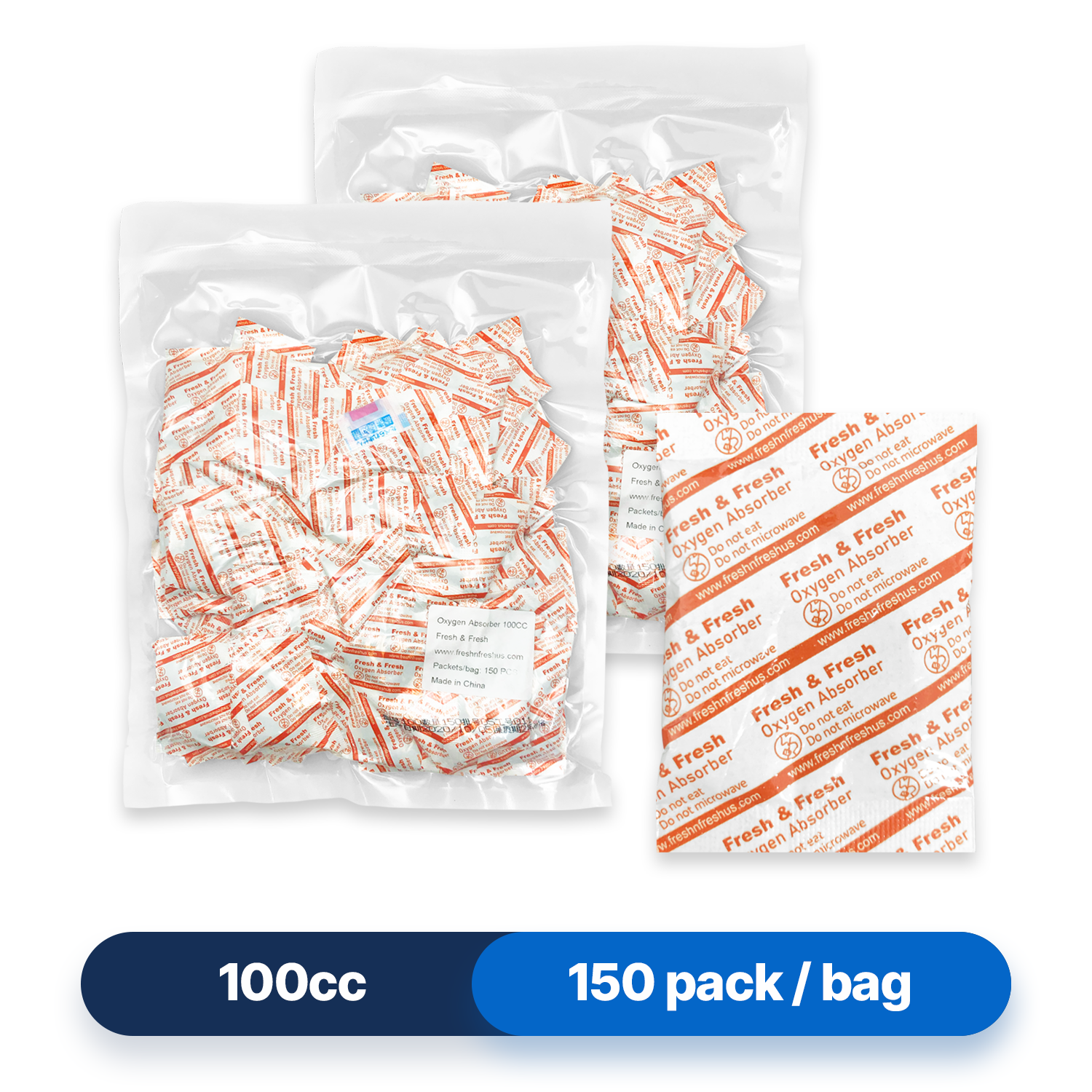 100cc Premium Oxygen Absorbers - 300 Packets (150 Packets / Bag)