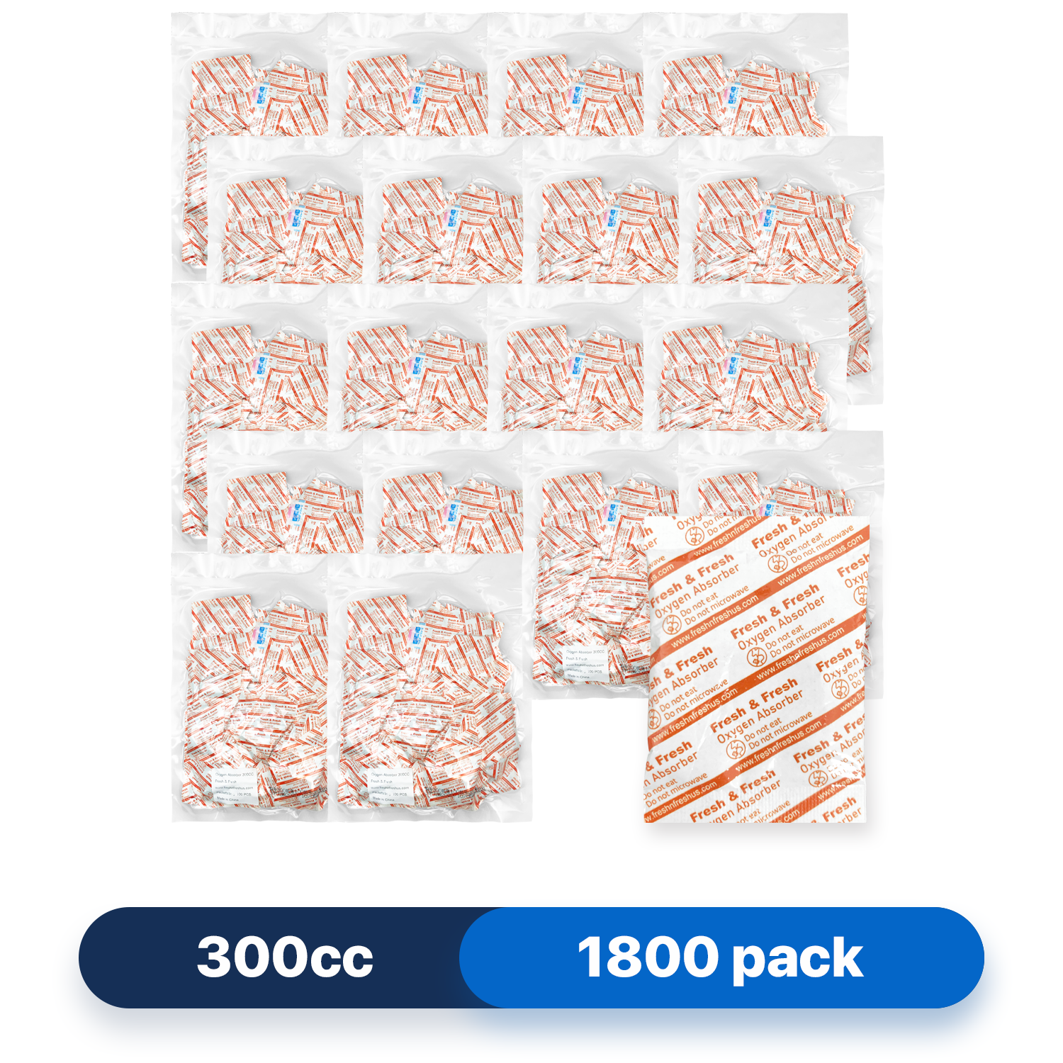 300cc Premium Oxygen Absorbers - 1,800 Packets (100 Packets / Bag)
