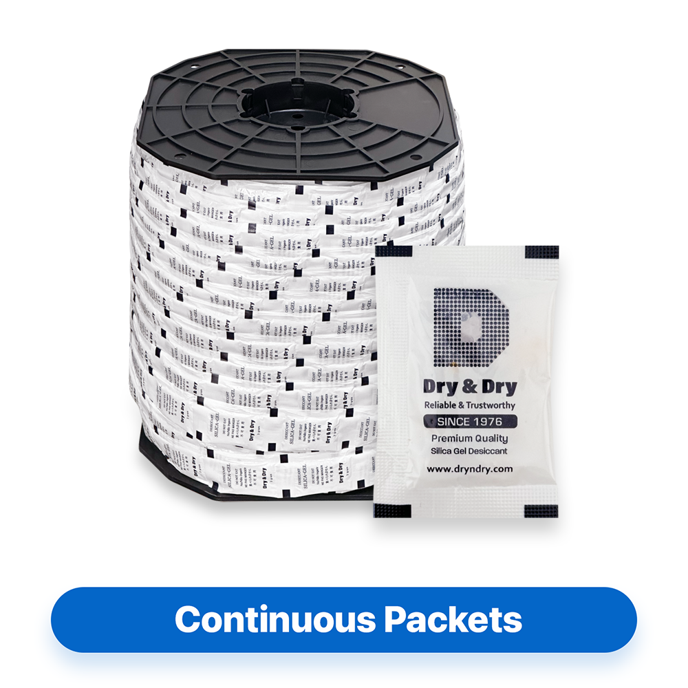 3 Gram Continuous Packets (2,200 Packets / Roll) - Orange Indicating Clear Plastic Packets(PET)