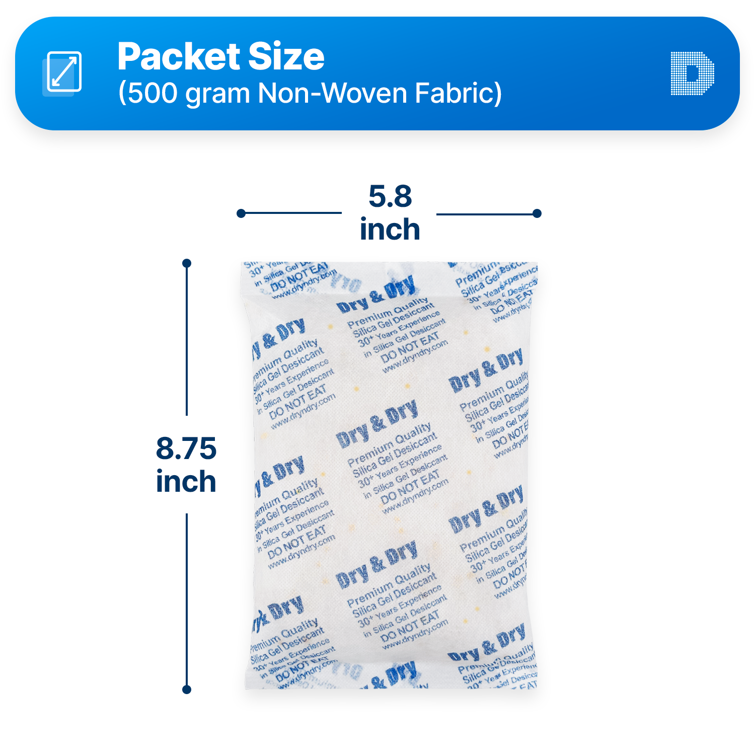 500 Gram Non-Woven Fabric (Cloth) Orange Indicating Packets