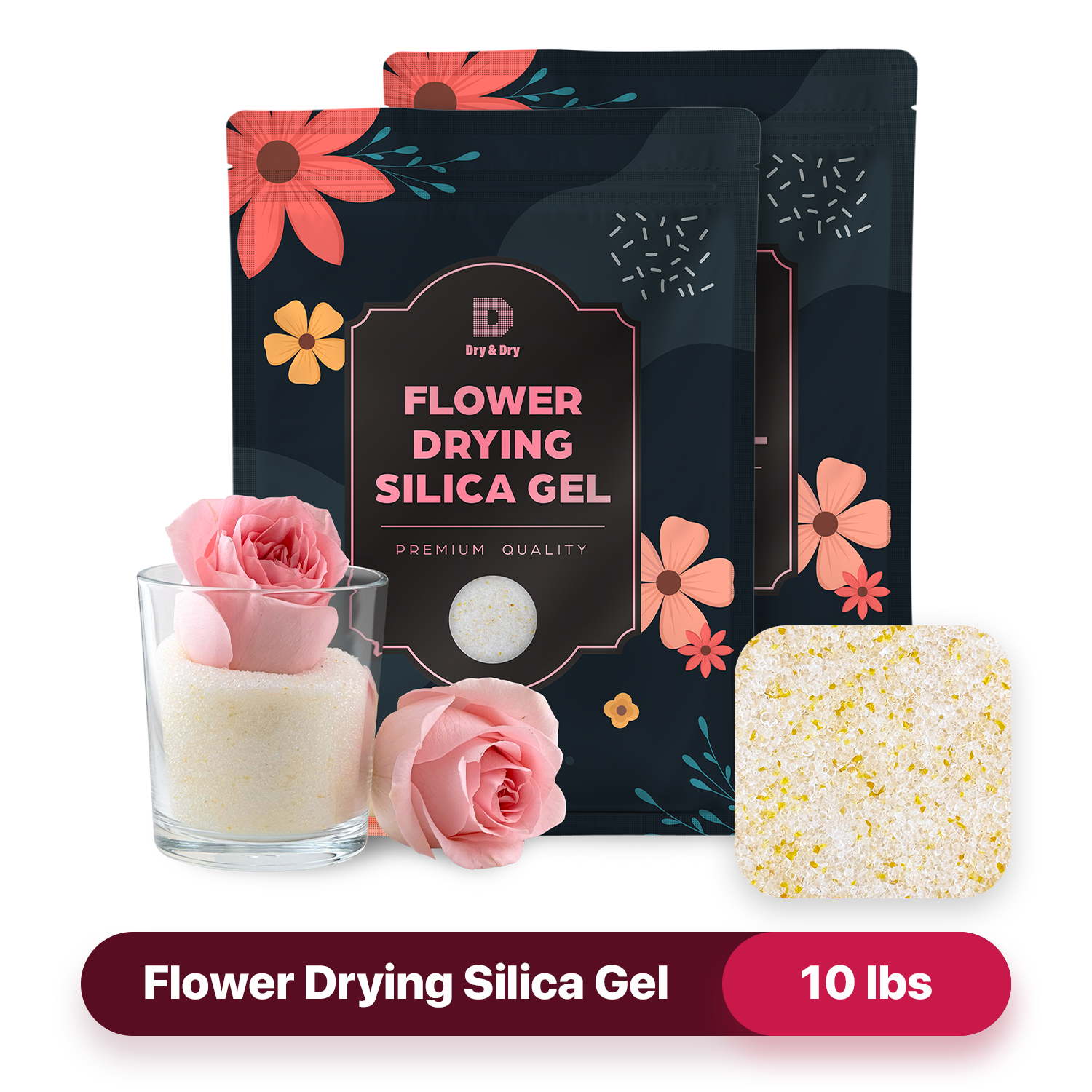 Dry & Dry Premium Orange Indicating Silica Gel for Flower Drying Desiccant - (Net 10 LBS).