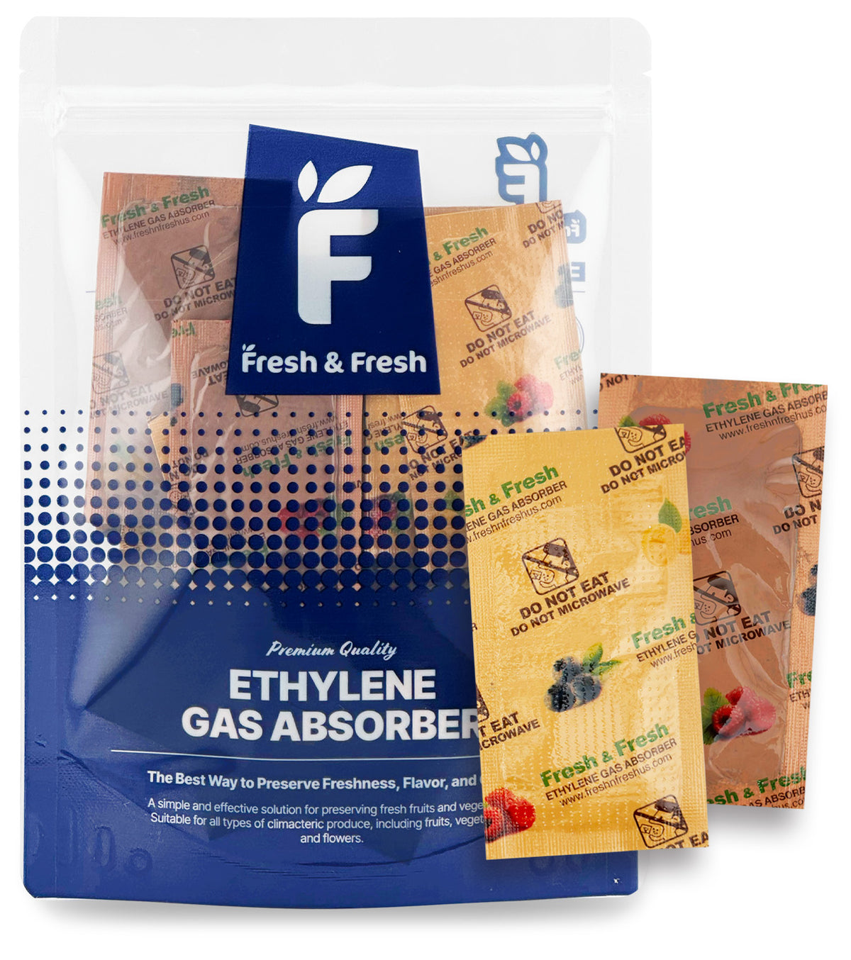 Fresh & Fresh 5 Gram (50 Pack) Premium Ethylene Gas Absorber – Easy to and Ready to use packets – Extends Freshness of Fruits, Vegetables, and Flowers