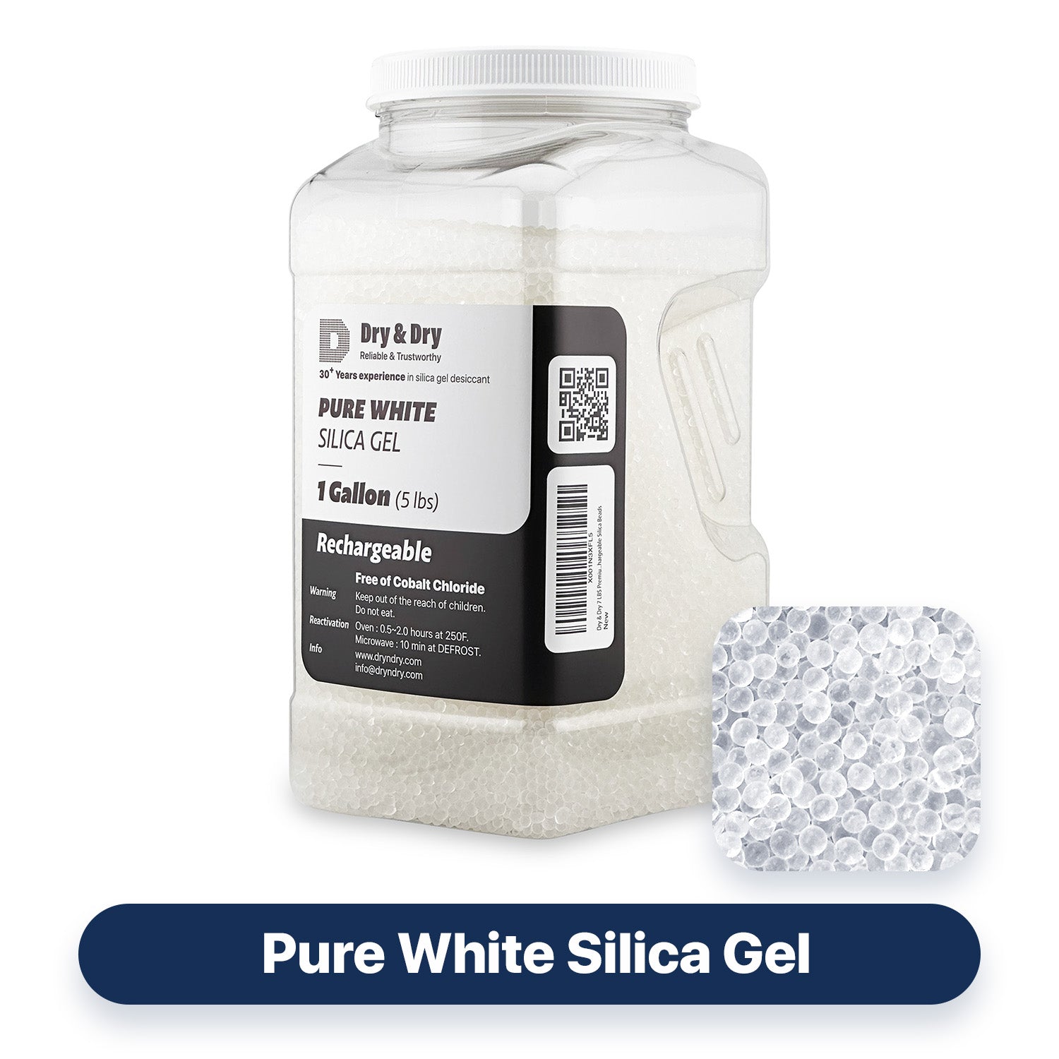 5 LBS "Dry&Dry" Premium Pure White Silica Gel Desiccant Beads