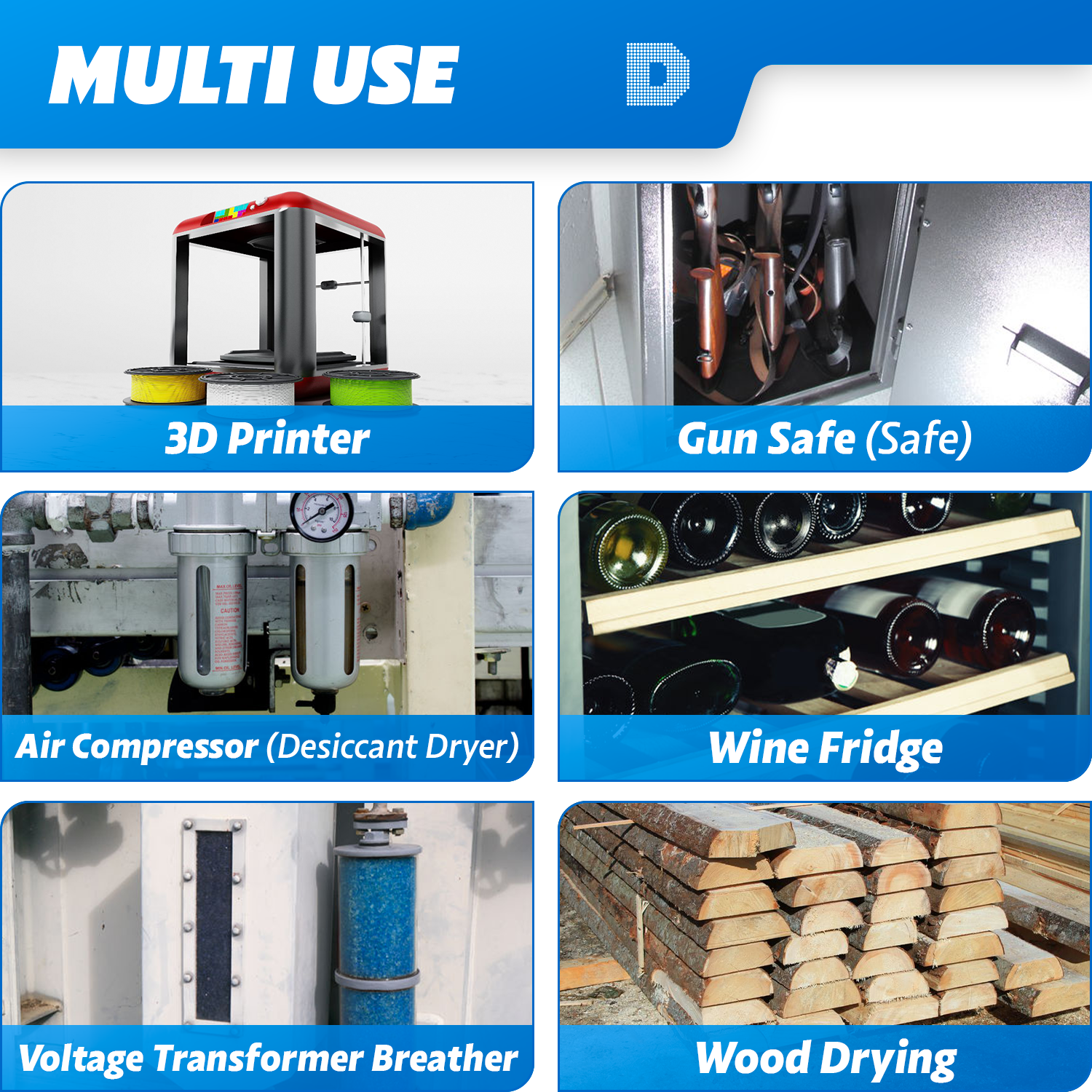 2 Quart(4 LBS) Premium White & Blue Mixed Silica Gel Beads - Rechargeable Color Changing Air Drying