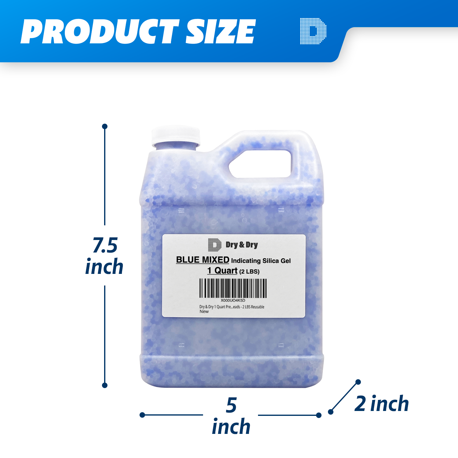 1 Quart(2 LBS) Premium White & Blue Mixed Silica Gel Beads - Rechargeable Color Changing Air Drying