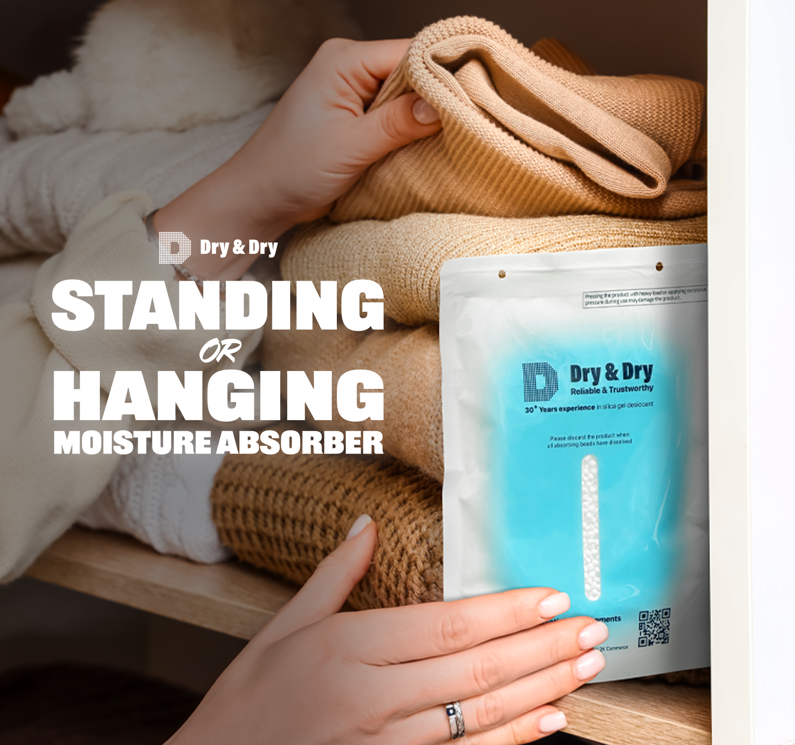 Dry & Dry 60 Packs Premium Standing or Hanging Hybrid Moisture Absorbers