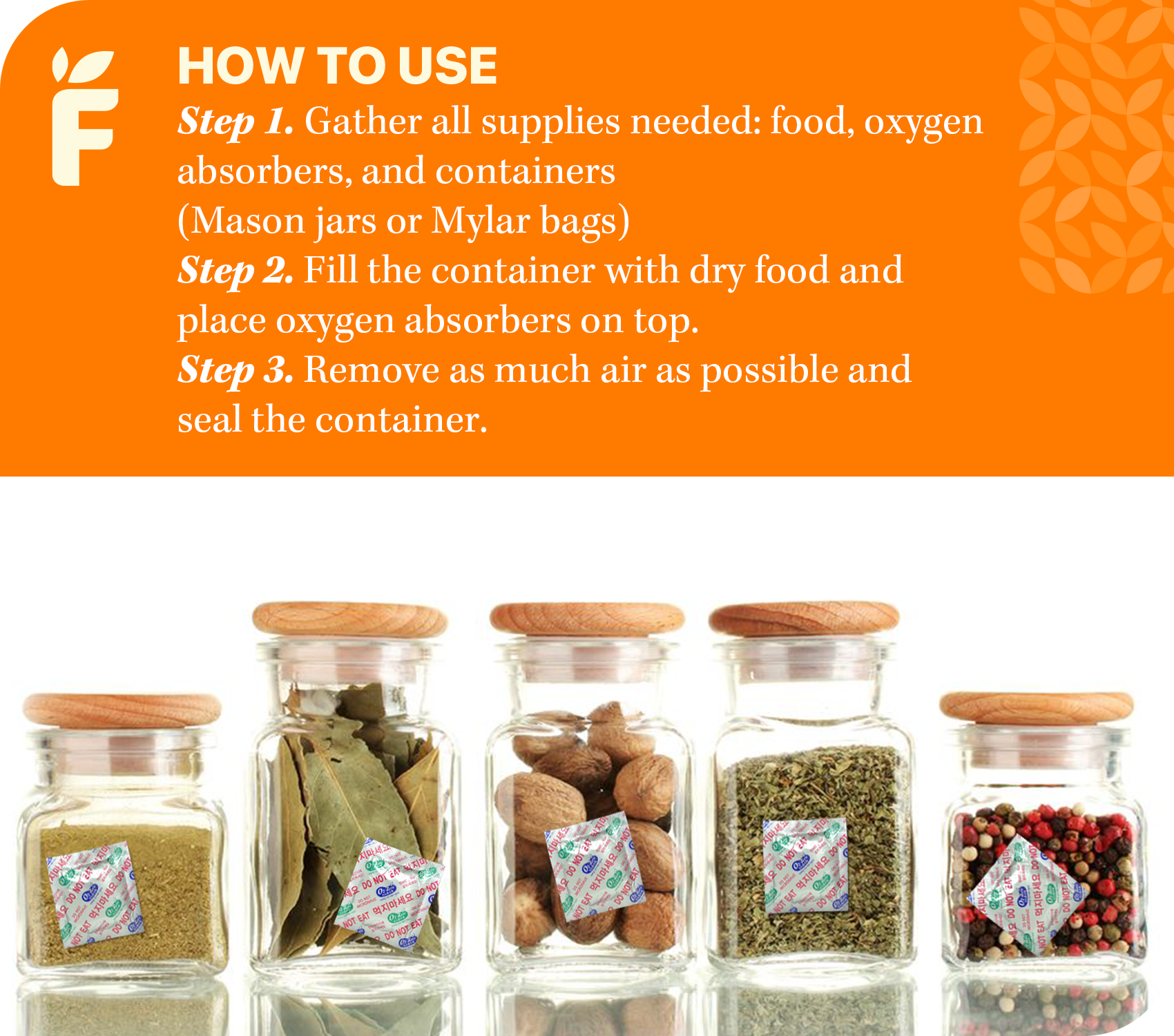 500cc Premium Oxygen Absorbers - 210 Packets (105 Packets / Bag)