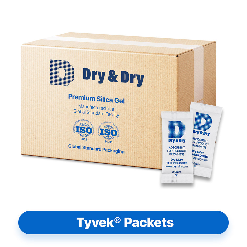 2 Gram [7,000 Packets] Tyvek® Silica Gel Desiccant Packets (FDA Compli