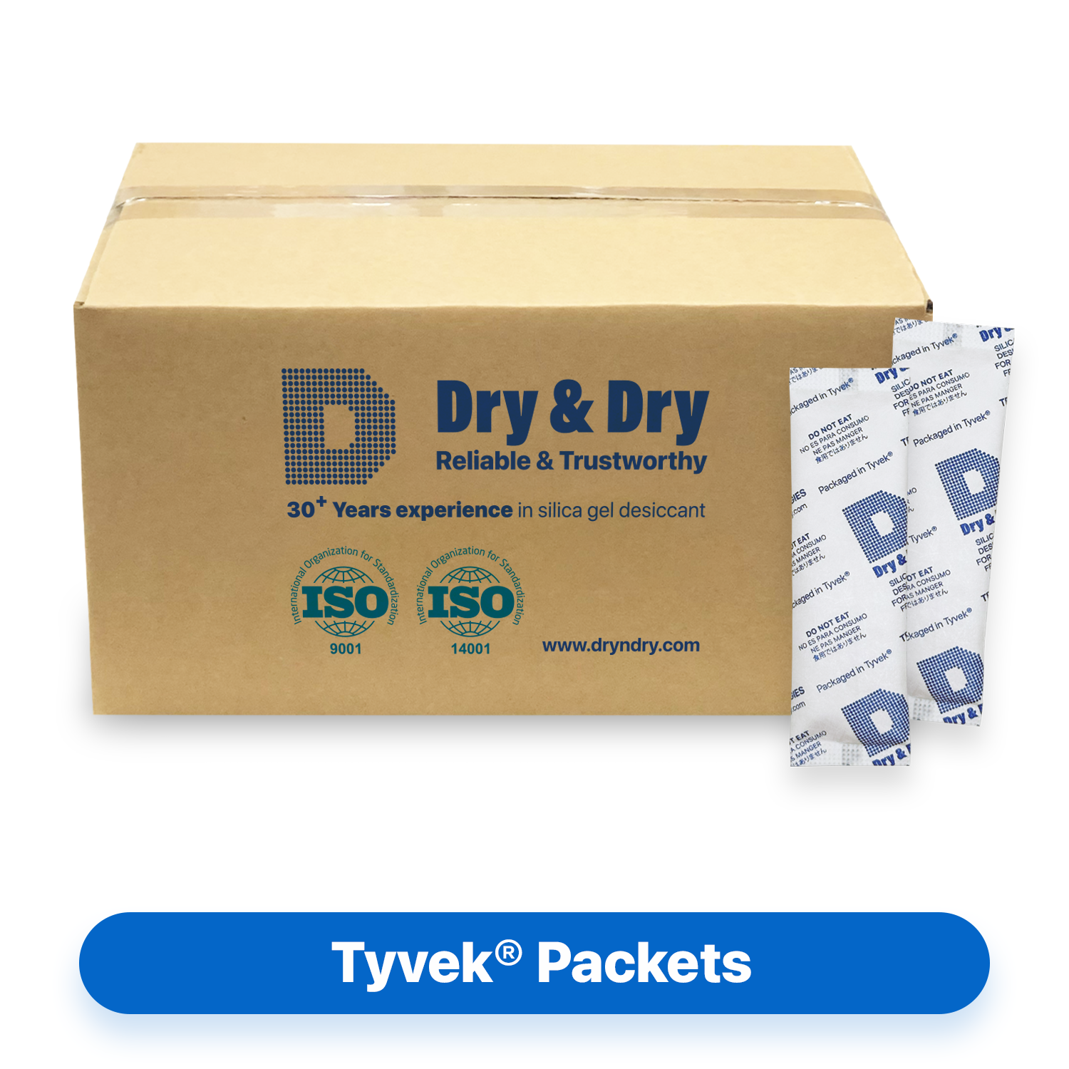 5 Gram [3,000 Packets] Tyvek® Silica Gel Desiccant Packets (FDA Compliant)