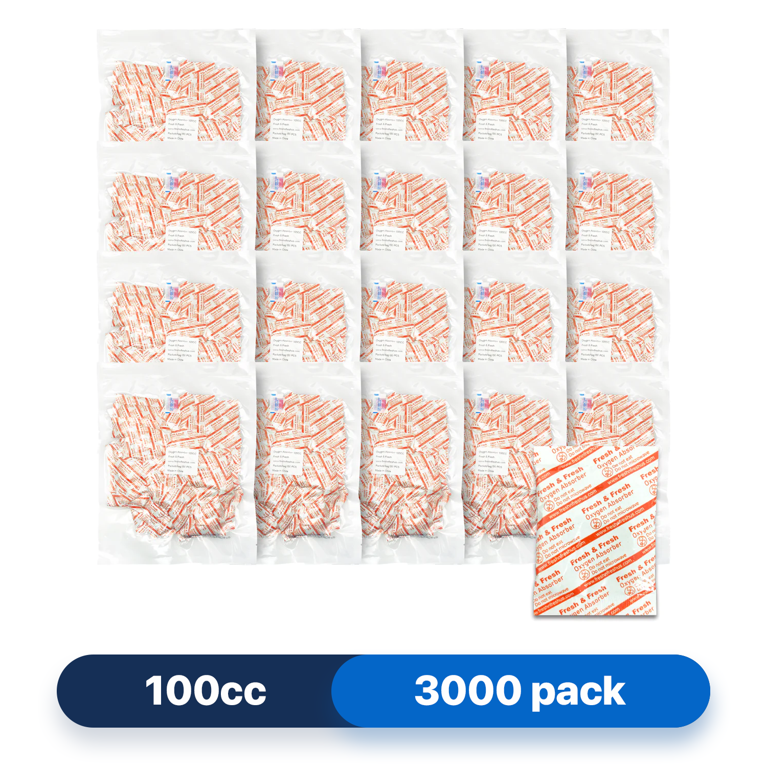 Food Container Storage Mylar Bags, 100 Pcs with Oxygen Absorbers