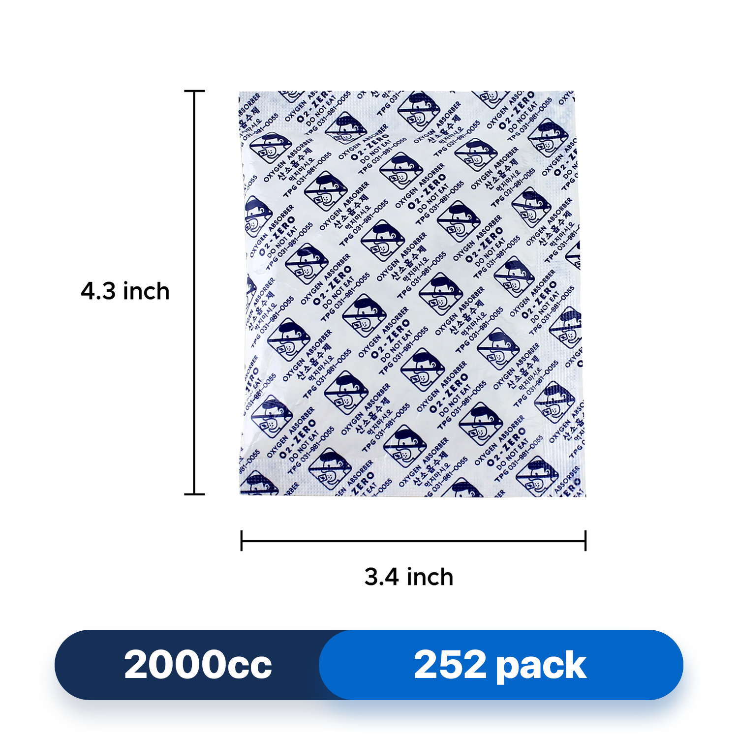 2000cc Premium Oxygen Absorbers - 252 Packets (18 Packets / Bag)