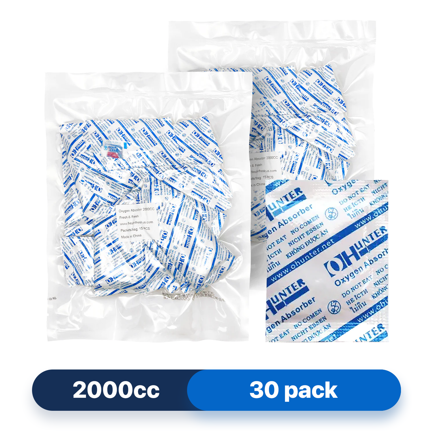 2000cc Premium Oxygen Absorbers - 30 Packets (15 Packets / Bag)