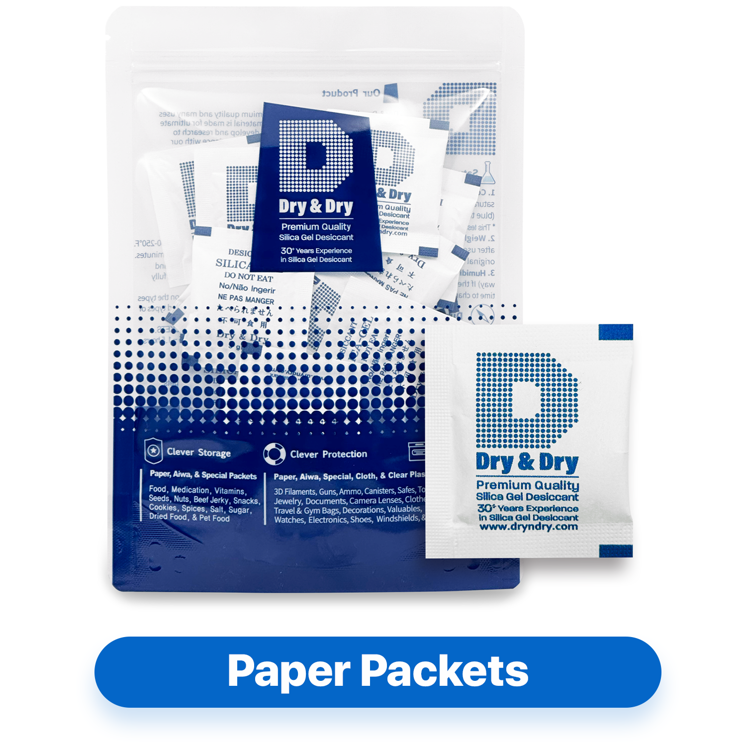 Dry & Dry 5 Gram [30 Packets] Premium Silica Gel Packets Desiccant