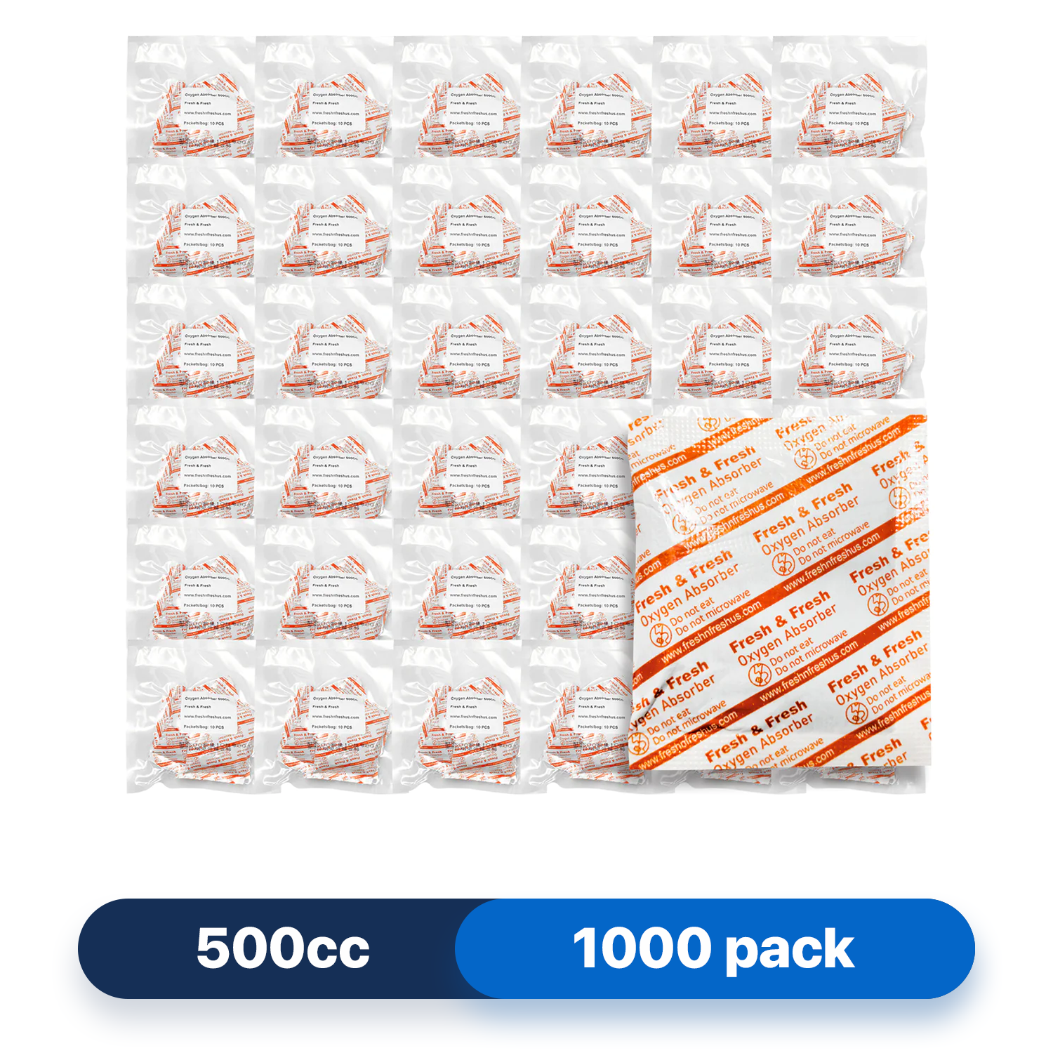 500cc Premium Oxygen Absorbers - 1,000 Packets (10 Packets / Bag)