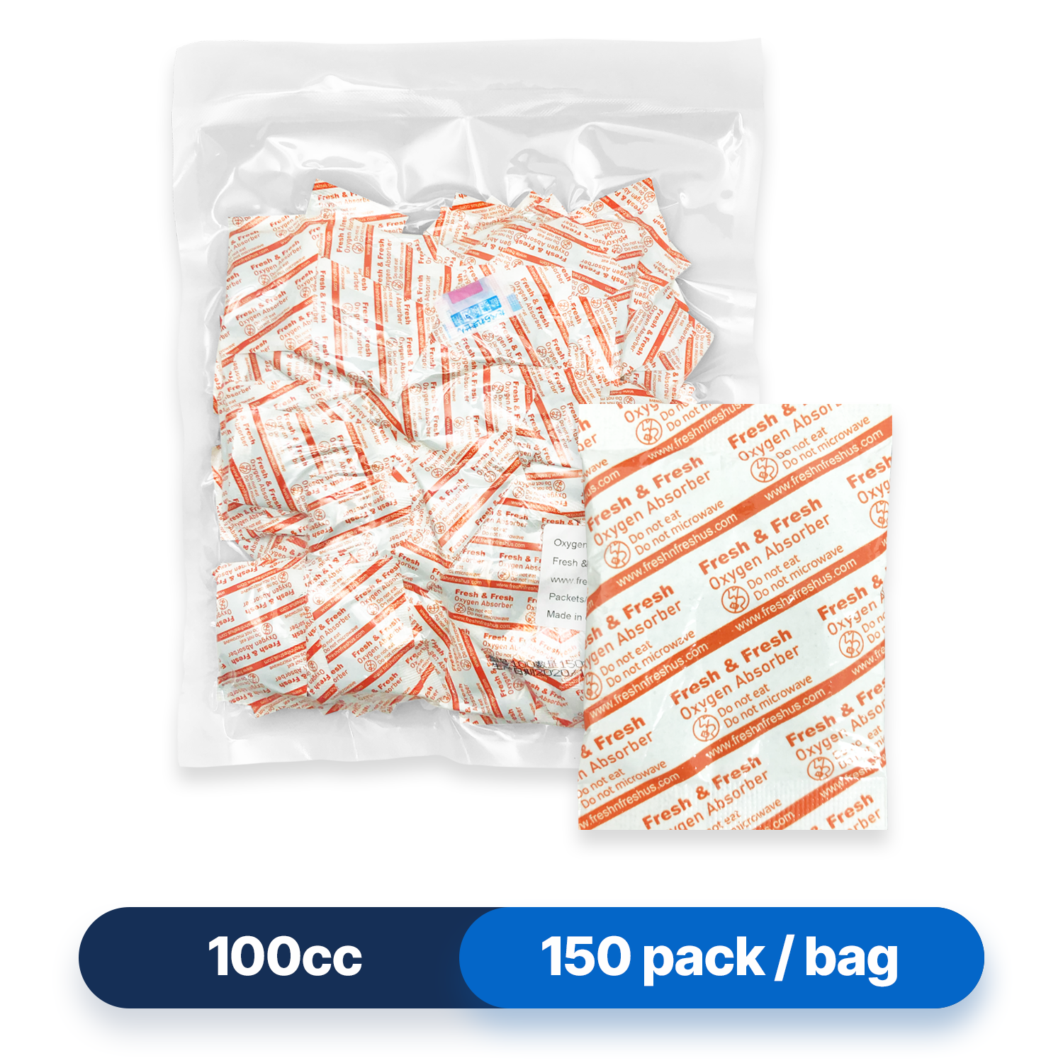 100cc Premium Oxygen Absorbers - 150 Packets / Bag