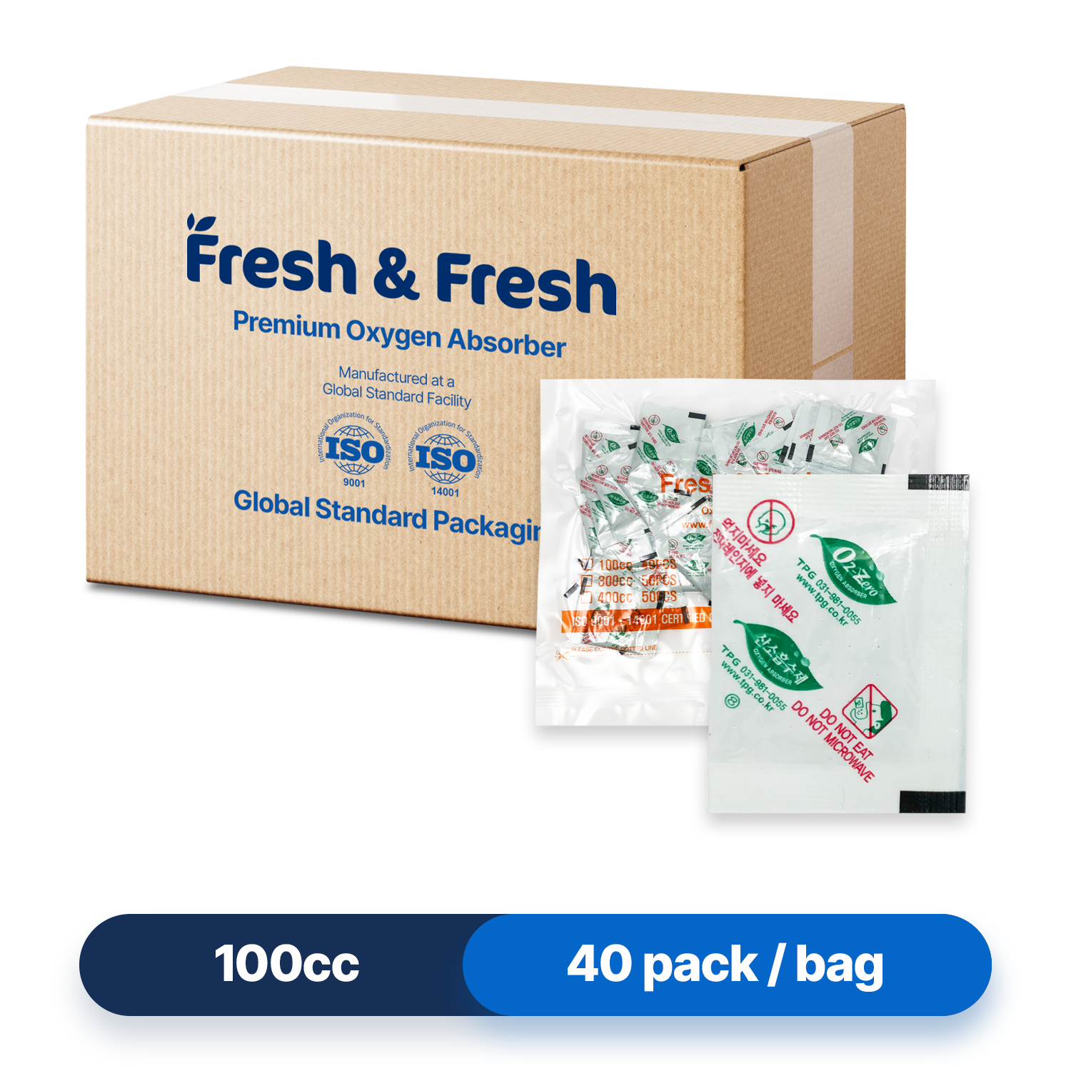 100cc Premium Oxygen Absorbers - 3,800 Packets (40 Packets / Bag)