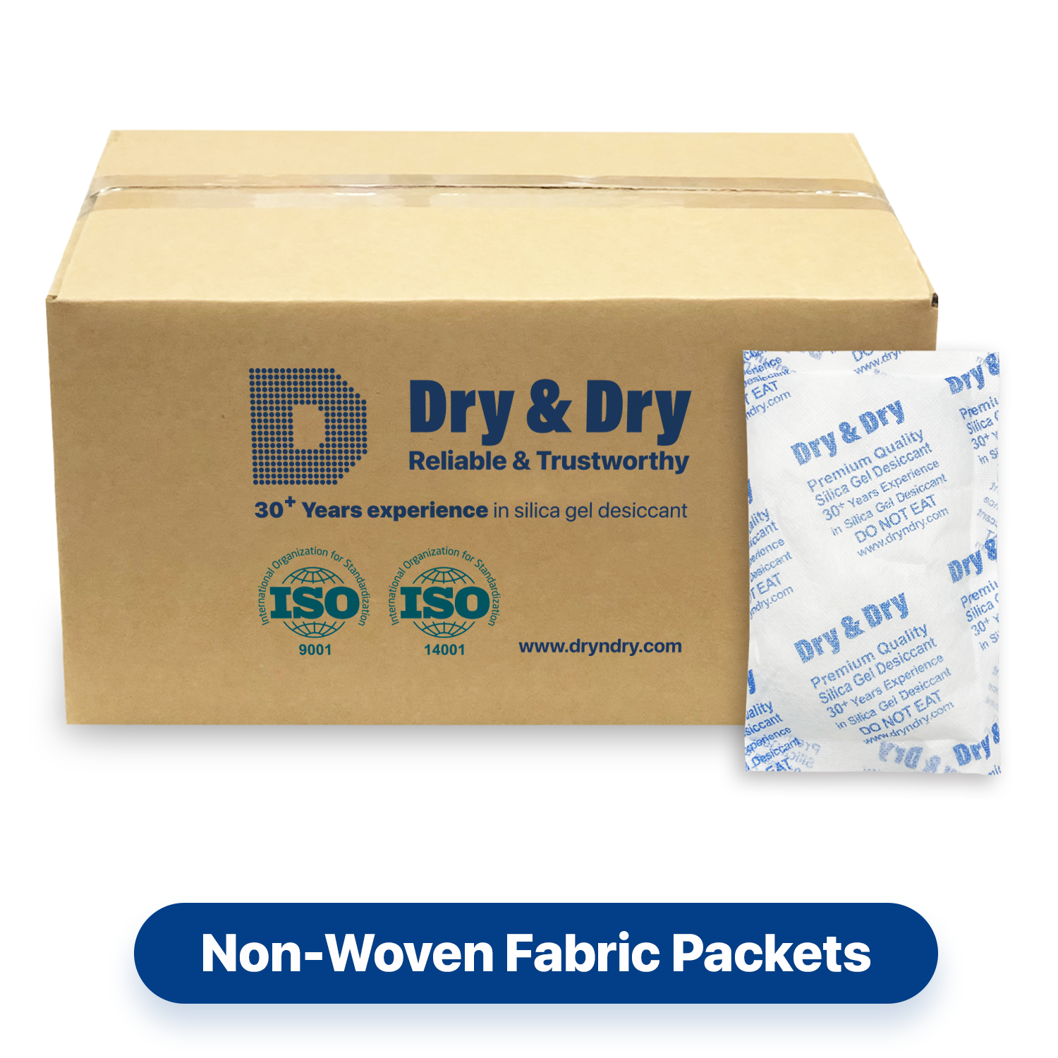 100 Gram [200 Packets]  "Dry & Dry" Premium Silica Gel Desiccant Packets - Rechargeable Non-Woven Fabric (Cloth)