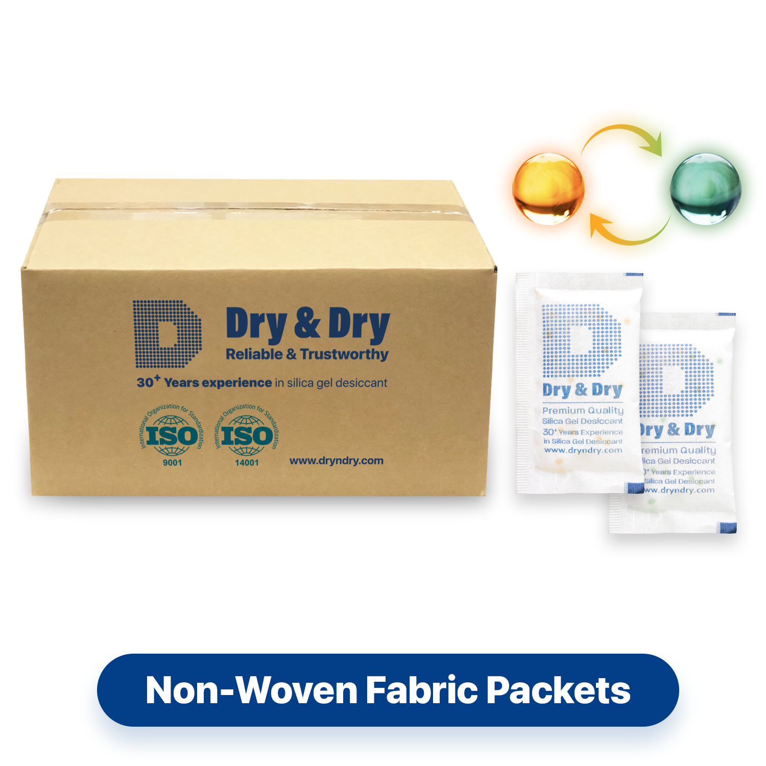 10 Gram [1700 Packets] "Dry & Dry" Premium Orange Indicating Silica Gel Desiccant Packets - Rechargeable Non-Woven Fabric (Cloth)