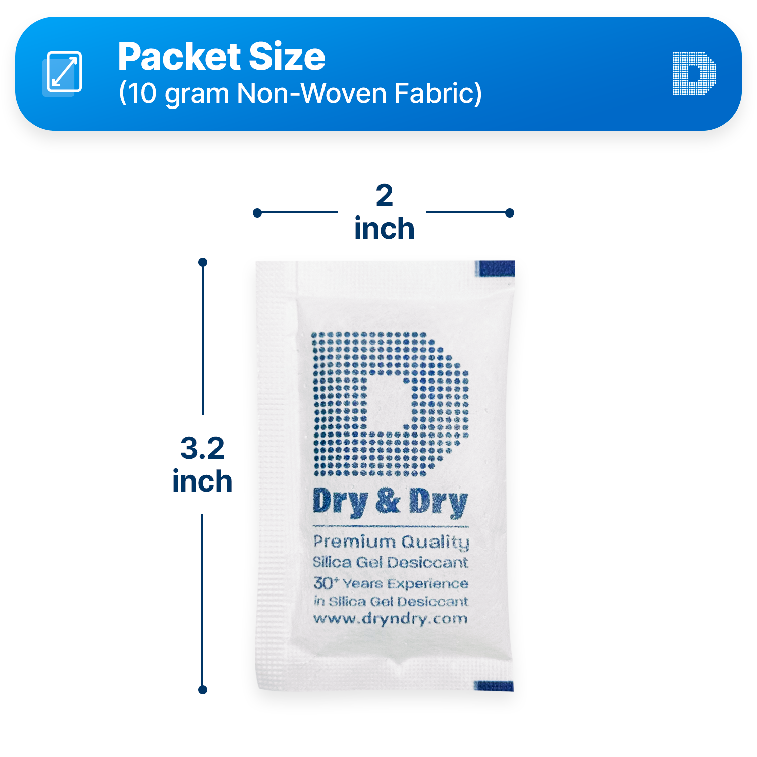 10 Gram [1700 Packets] "Dry & Dry" Premium Silica Gel Desiccant Packets - Rechargeable Non-Woven Fabric (Cloth)