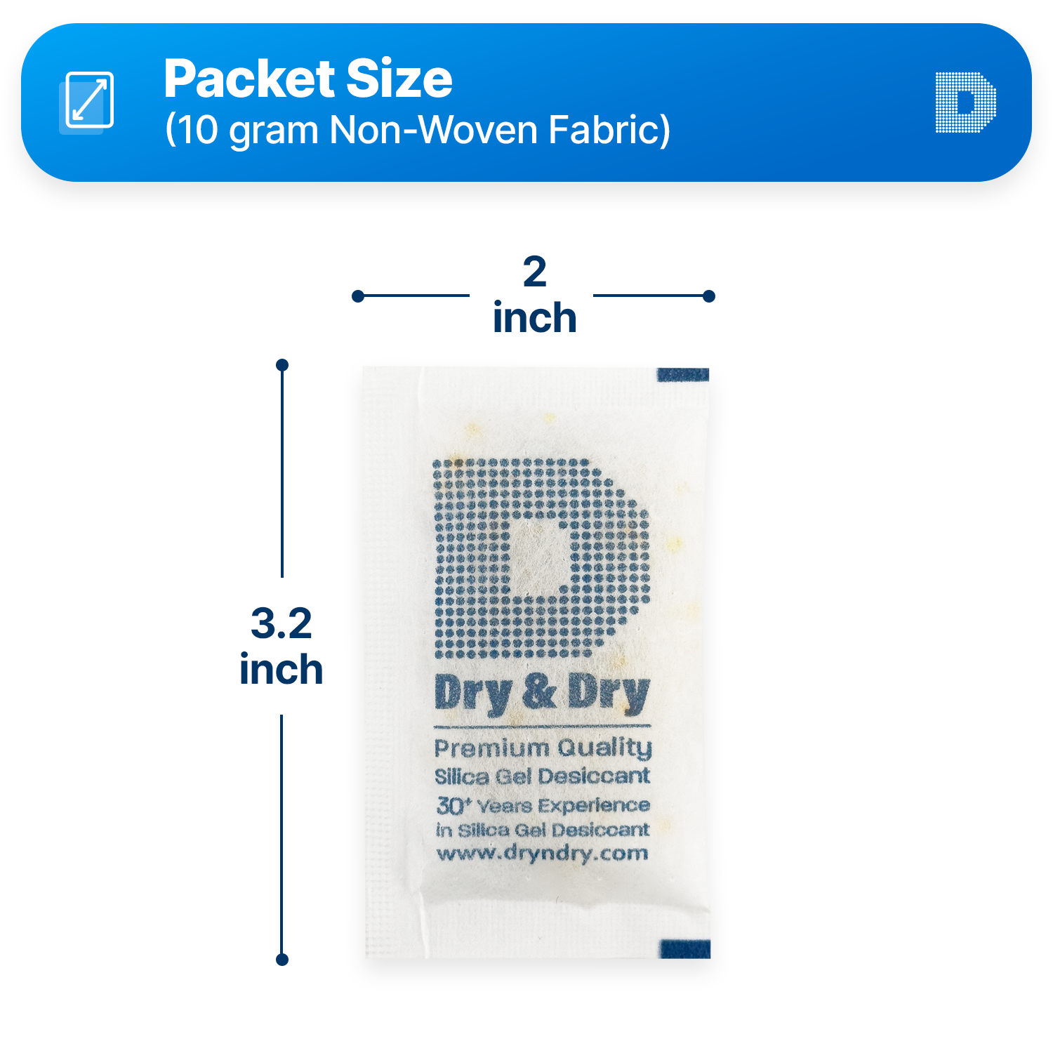 10 Gram [1700 Packets] "Dry & Dry" Premium Orange Indicating Silica Gel Desiccant Packets - Rechargeable Non-Woven Fabric (Cloth)
