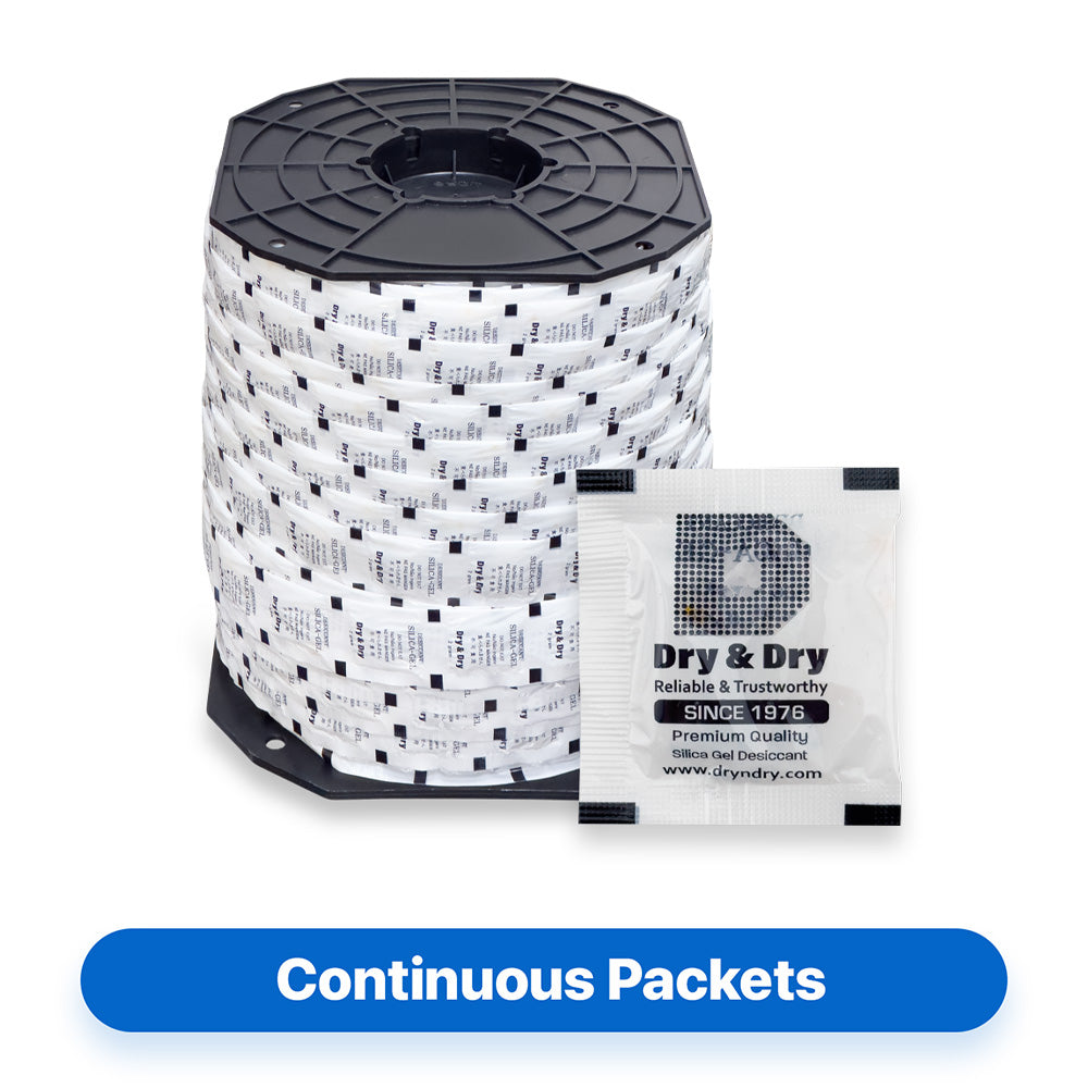 2 Gram Continuous Packets (3,000 Packets / Roll) - Orange Indicating Clear Plastic Packets(PET)