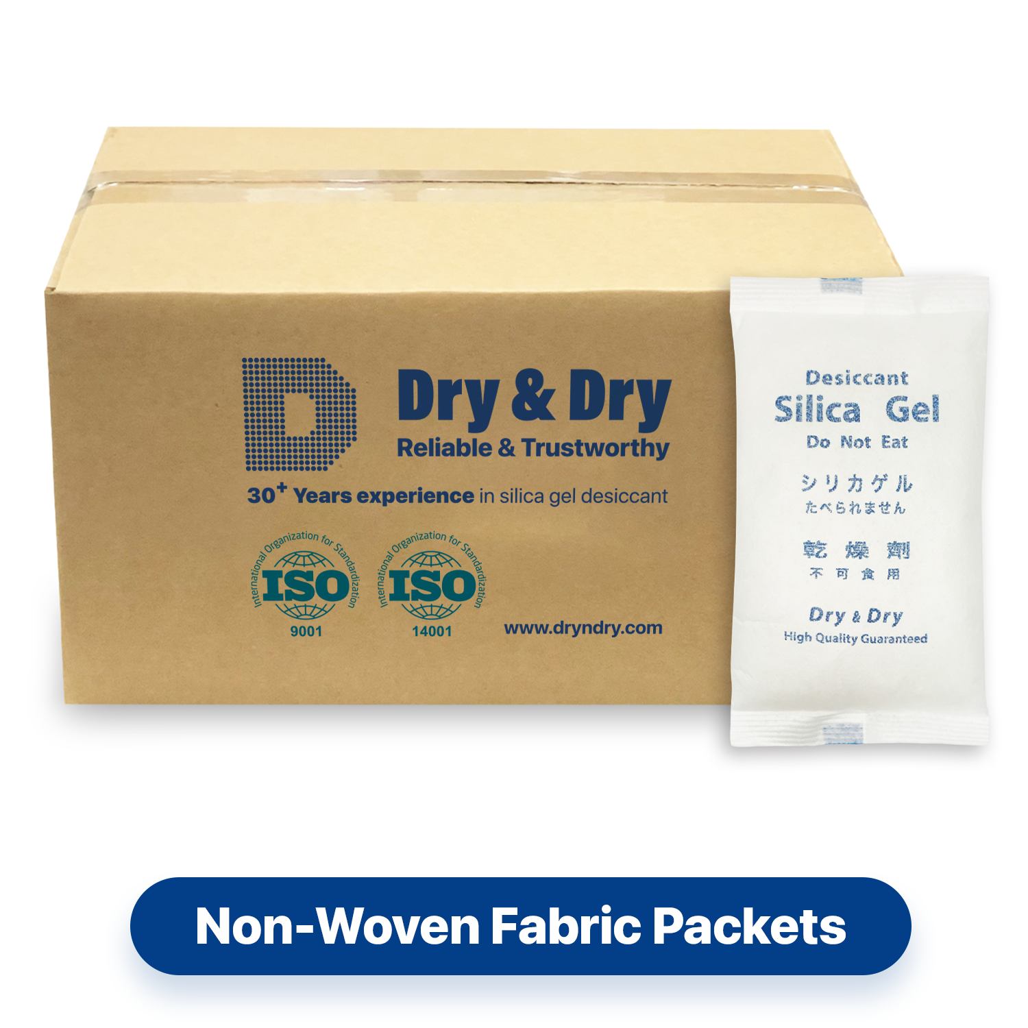 400 Gram [50 Packets]  "Dry & Dry" High Quality Pure Silica Gel Desiccant Packets - Rechargeable Non-Woven Fabric (Cloth)
