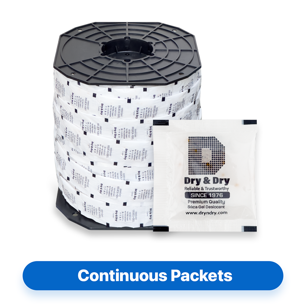 5 Gram Continuous Packets (1,350 Packets / Roll) - Orange Indicating Clear Plastic Packets(PET)