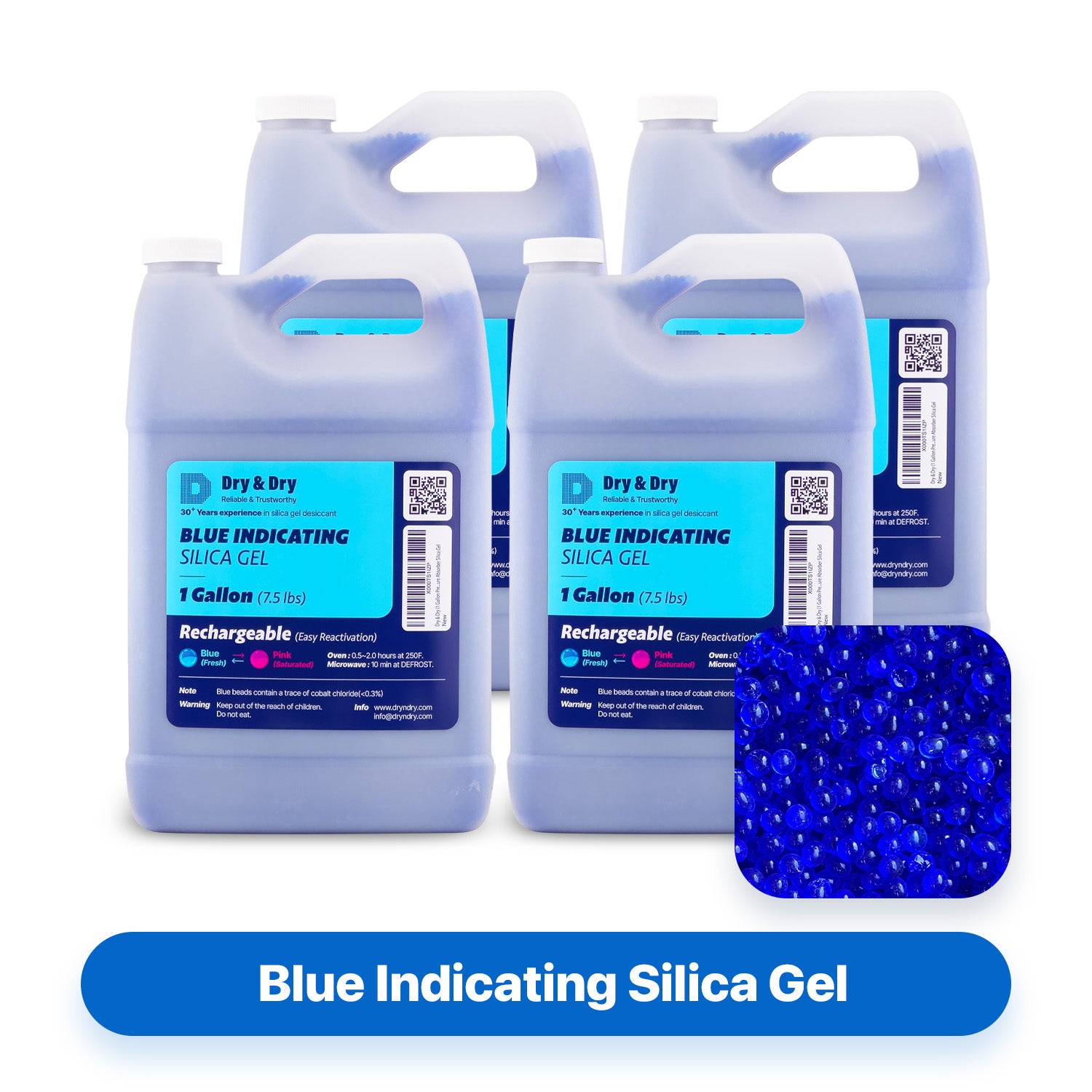 4 Gallon [30 LBS] Premium Blue Indicating Silica Gel Beads(Industry Standard 3-5 mm) - Rechargeable