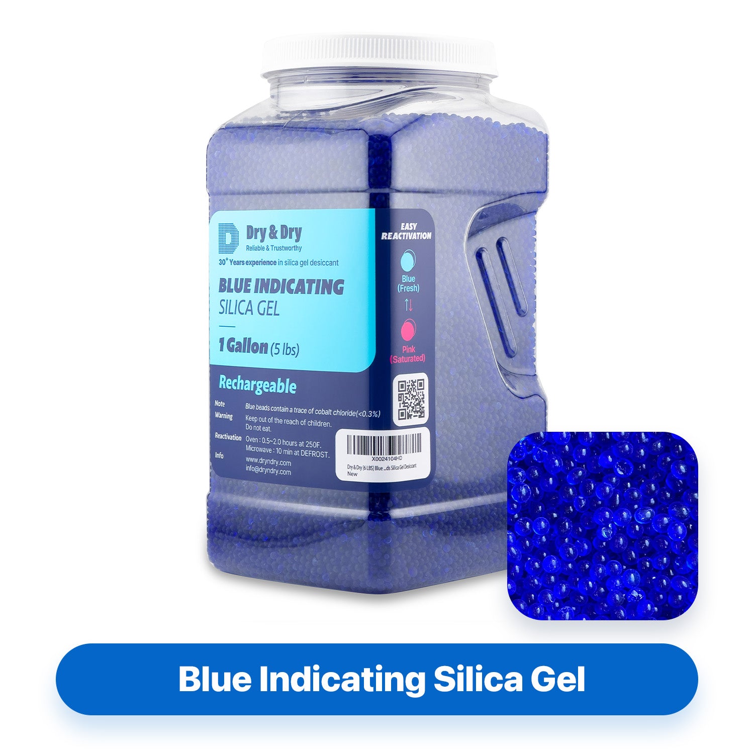 5 LBS Blue "Dry&Dry" High Quality Desiccant Indicating Silica Gel Beads - Reusable