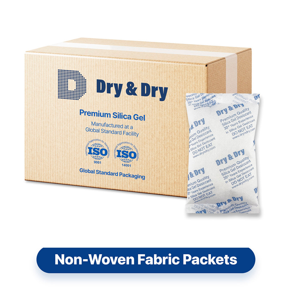 250 Gram [70 Packets]  "Dry & Dry" Premium Silica Gel Desiccant Packets - Rechargeable Non-Woven Fabric (FDA Compliant)