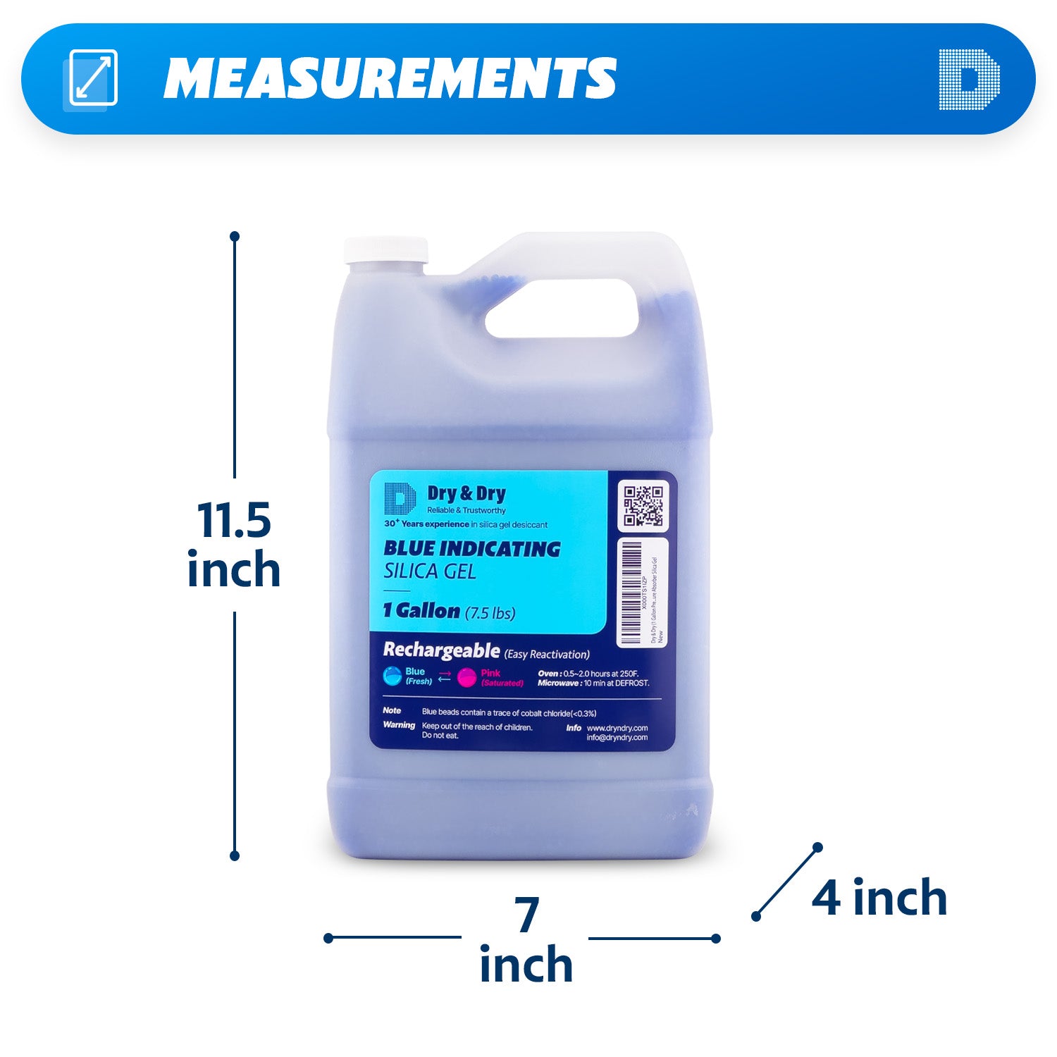 4 Gallon [30 LBS] Premium Blue Indicating Silica Gel Beads(Industry Standard 3-5 mm) - Rechargeable