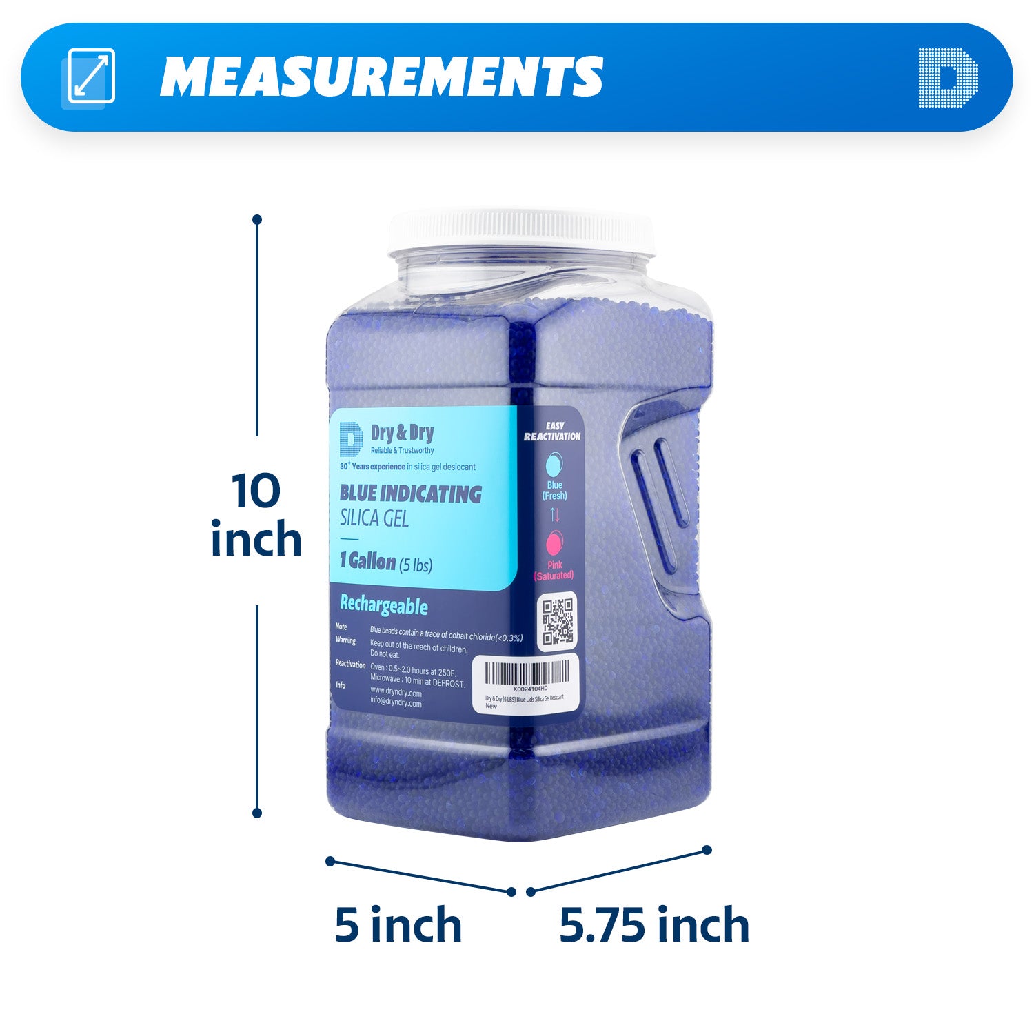 5 LBS Blue "Dry&Dry" High Quality Desiccant Indicating Silica Gel Beads - Reusable
