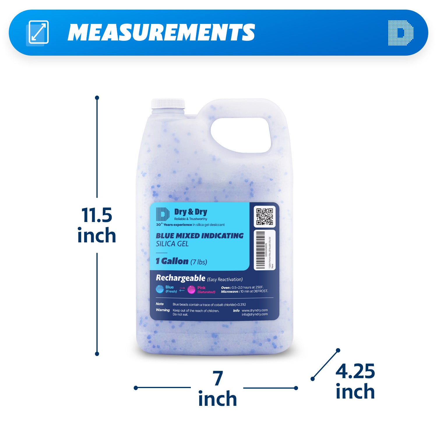 8 Gallon (56-60 LBS) "Dry & Dry" High Quality Mixed Silica Gel Desiccant Beads - Rechargeable