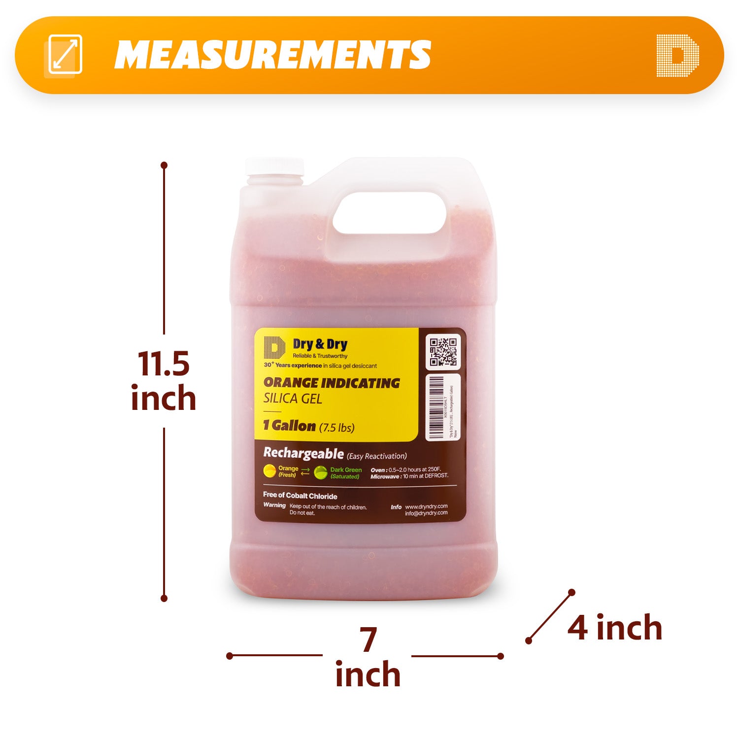8 Gallon [60 LBS] Orange Premium Indicating Silica Gel Desiccant Beads(Industry Stand 3-5 mm) - RECHARGEABLE