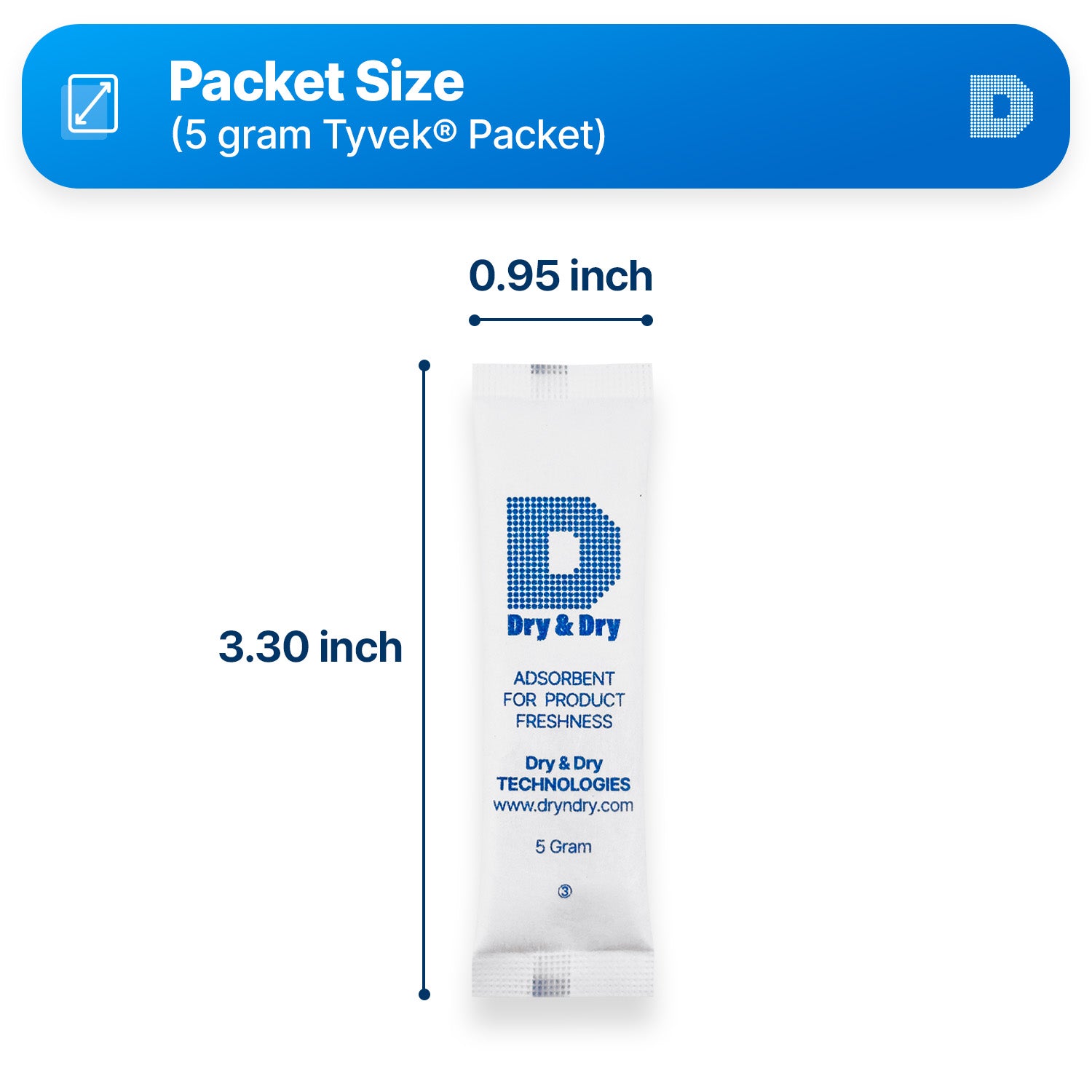 5 Gram [3,000 Packets] Tyvek® Silica Gel Desiccant Packets (FDA Compliant)