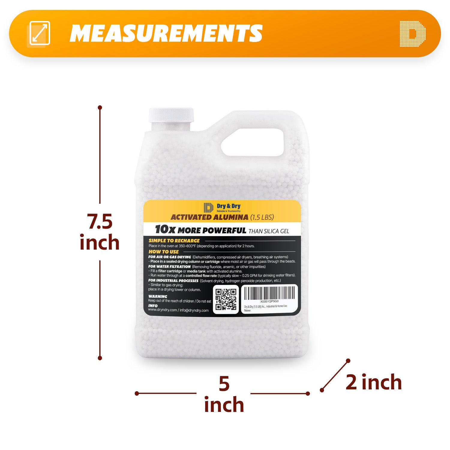 Dry & Dry Premium Activated Alumina Desiccant - 1.5 LBS