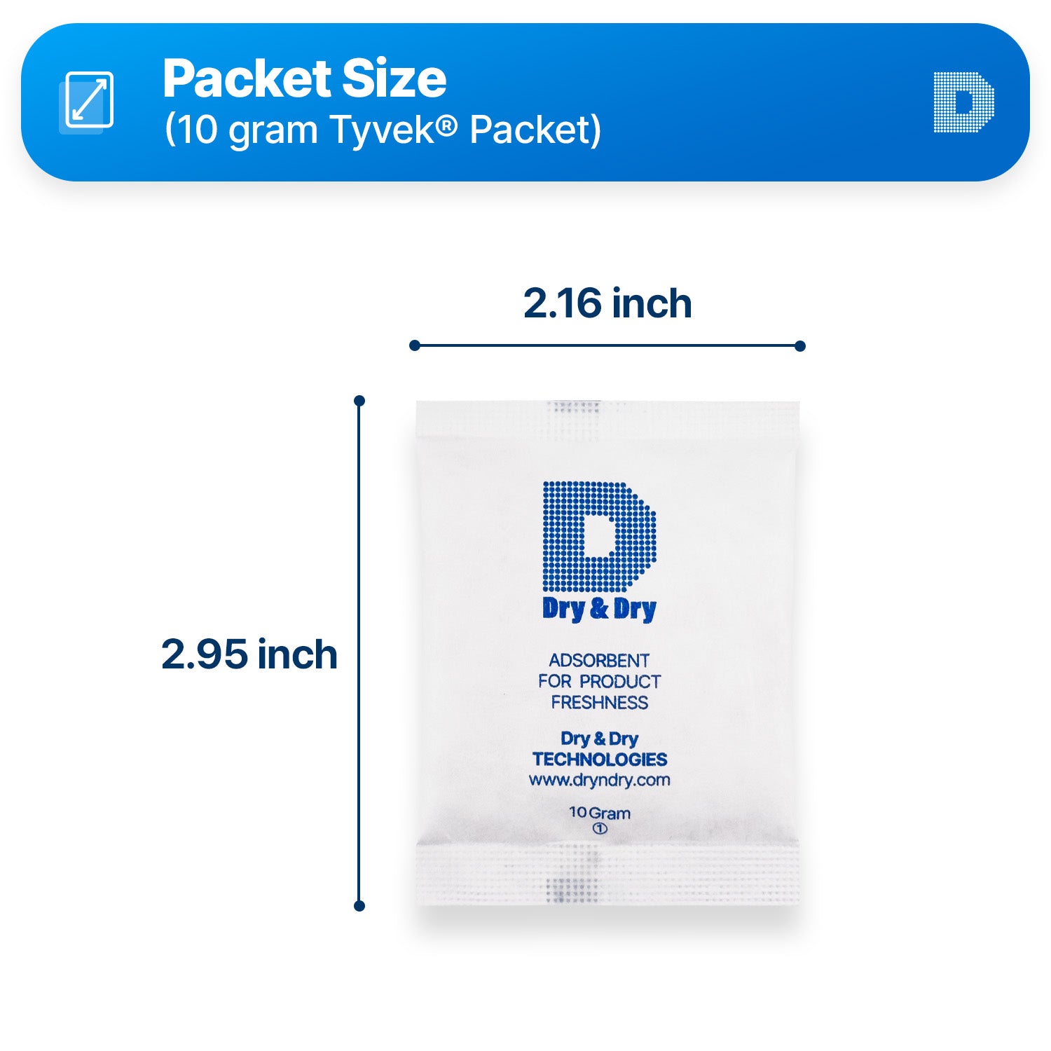 10 Gram [1,200 Packets] Tyvek® Silica Gel Desiccant Packets (FDA Compliant)