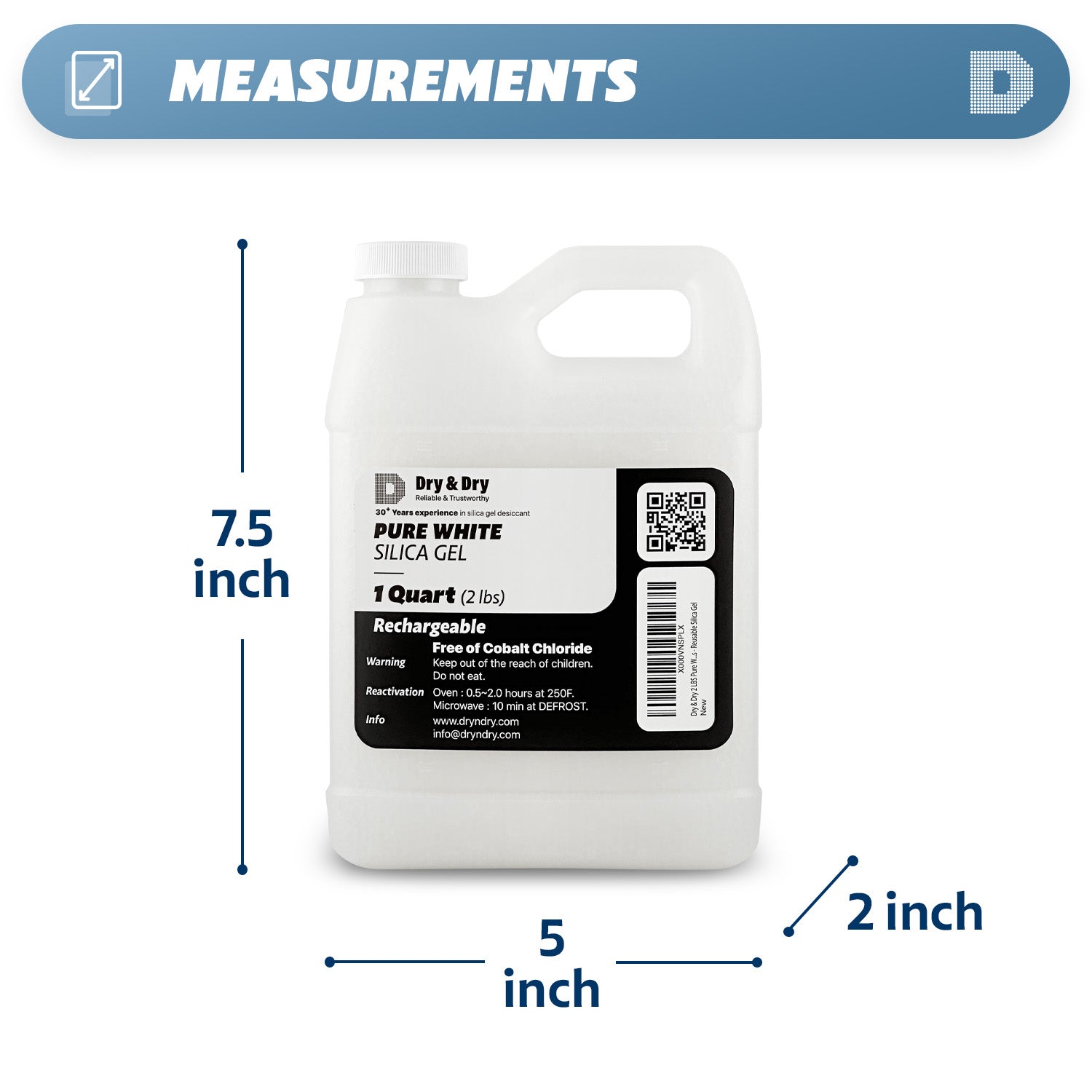 1 Quart(1.9 LBS) Premium White Silica Gel Beads - Rechargeable Pure & Safe Desiccant Beads