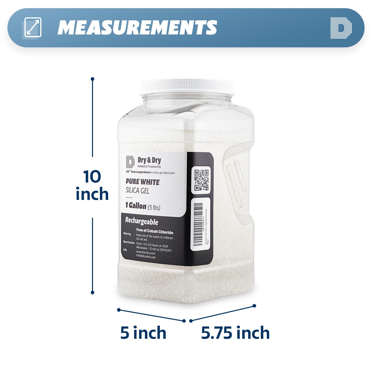 5 LBS "Dry&Dry" Premium Pure White Silica Gel Desiccant Beads