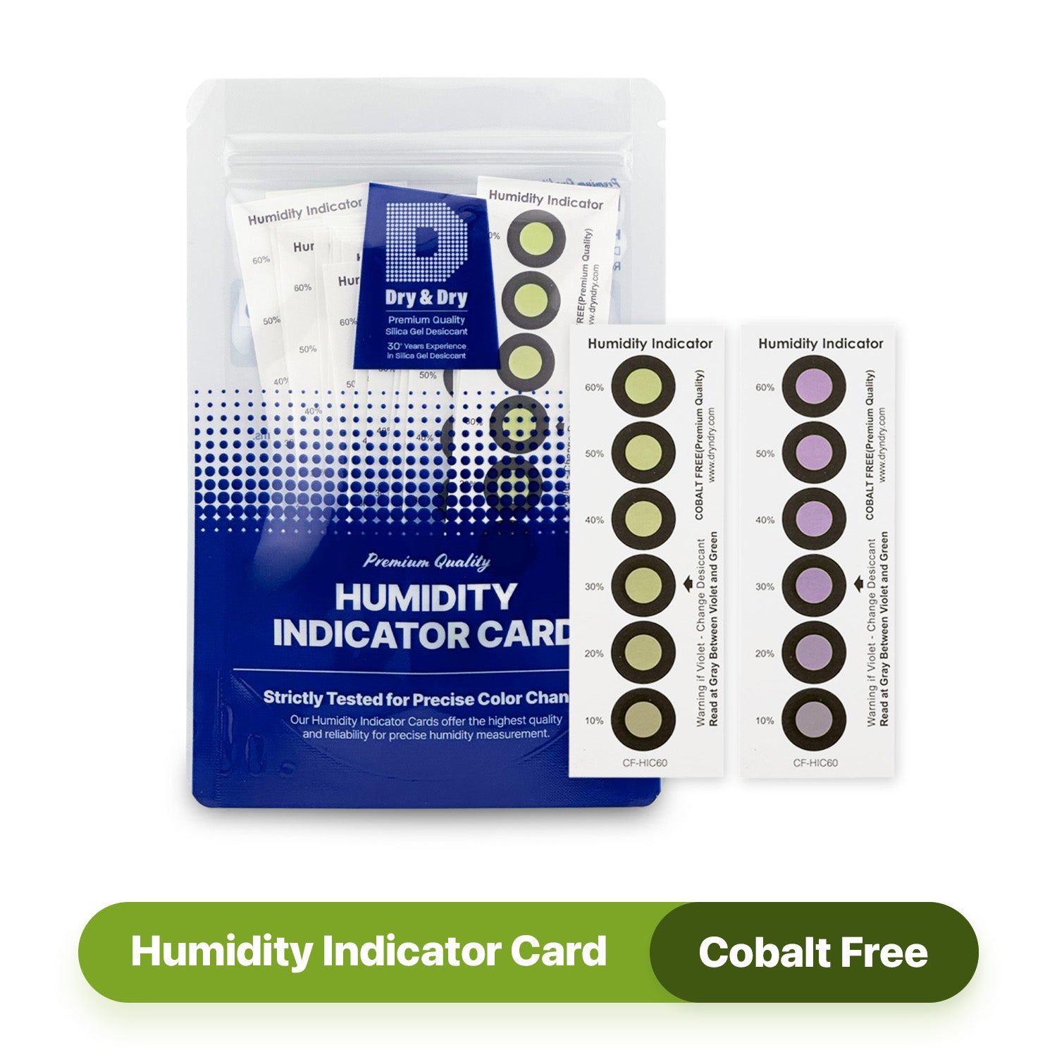 [15 Packs] "Dry&Dry" Premium Cobalt Free Humidity Indicator Cards(6 Spots)