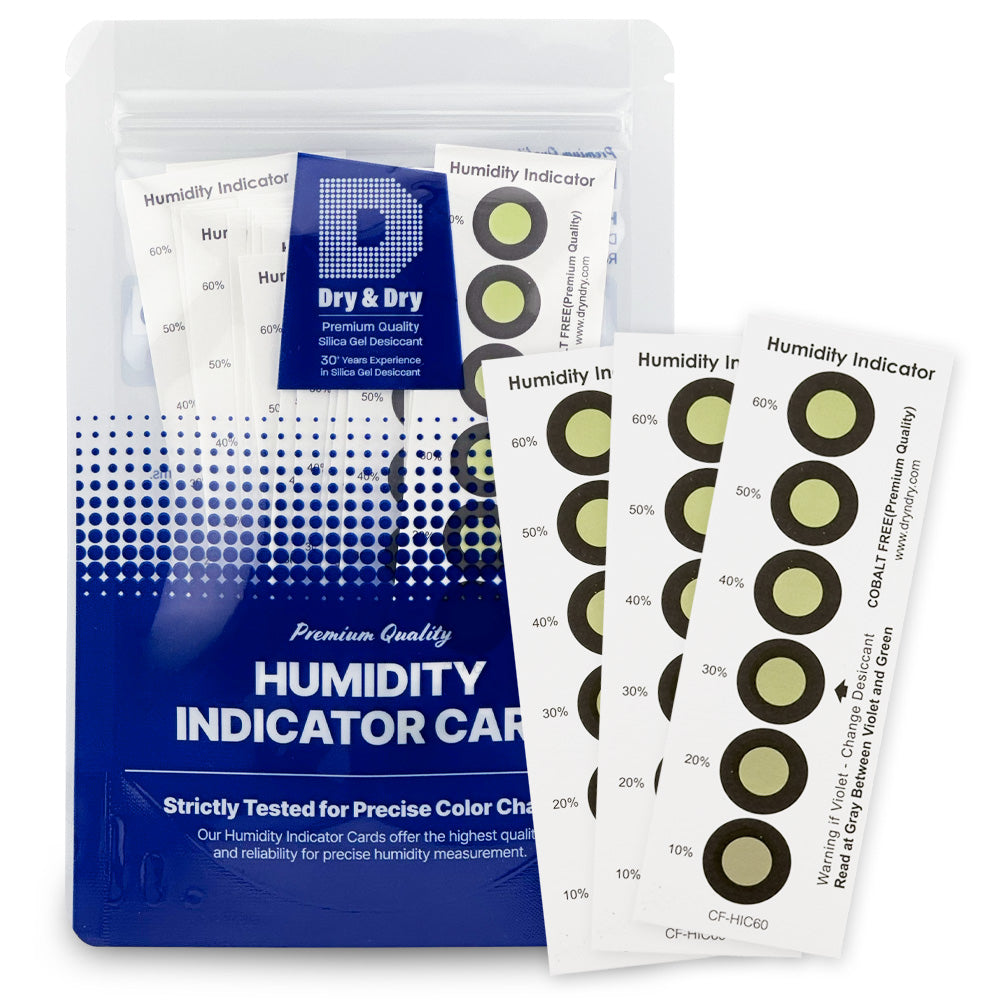 [50 Packs] Dry & Dry Premium Cobalt Free Humidity Indicator Cards(6 Spots)