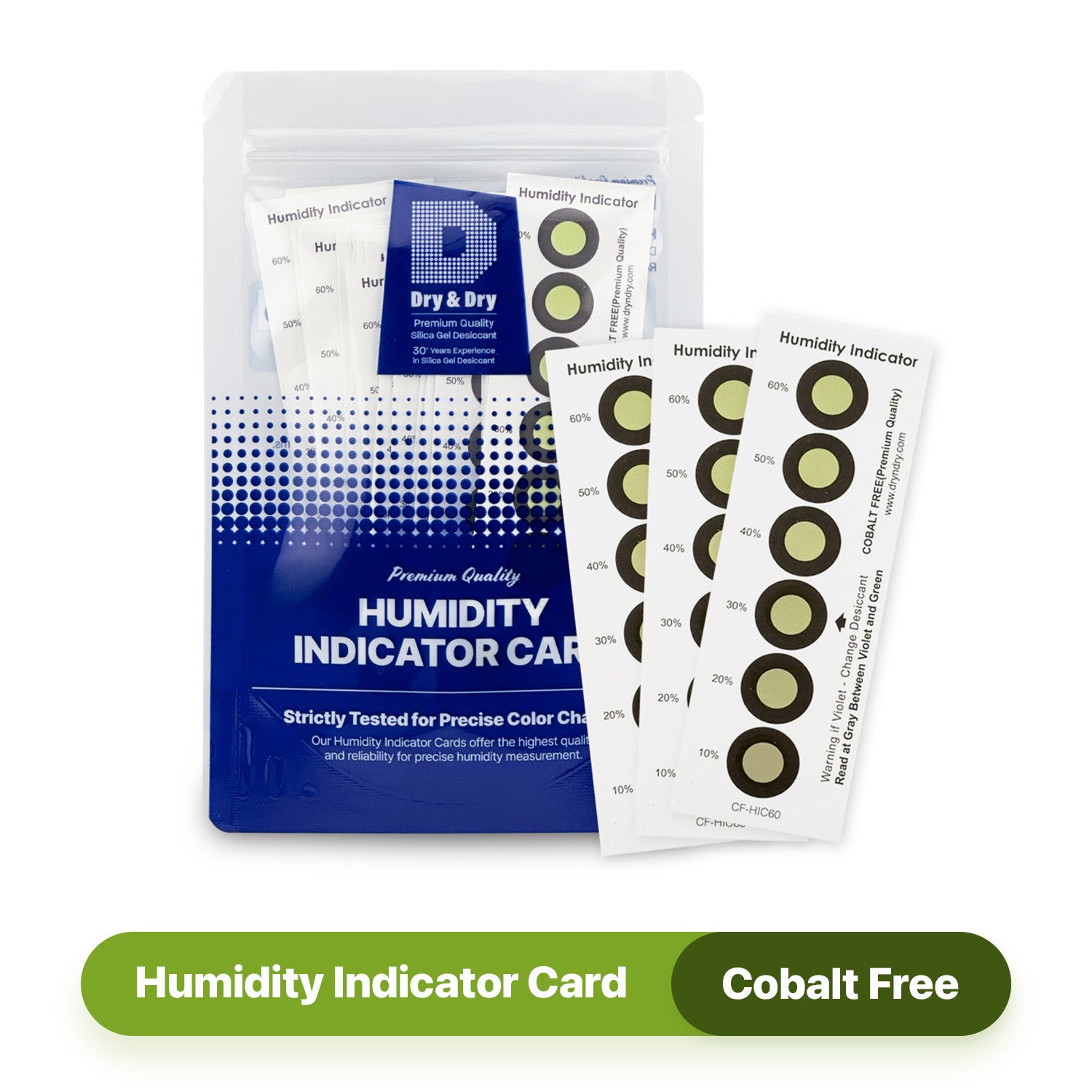 [15 Packs] "Dry&Dry" Premium Cobalt Free Humidity Indicator Cards(6 Spots)