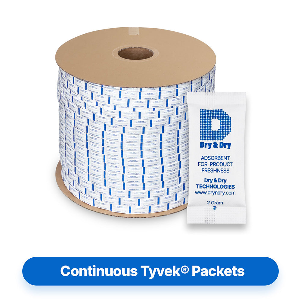 2 Gram Tyvek® Silica Gel Desiccant Continuous Packets