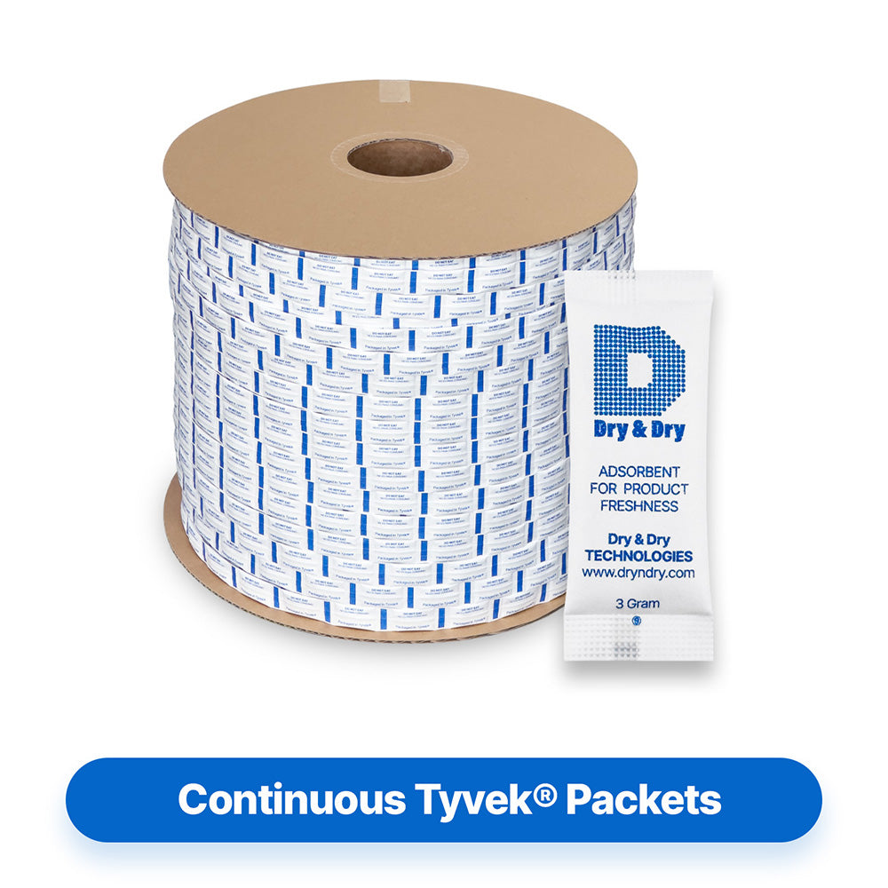 3 Gram Tyvek® Silica Gel Desiccant Continuous Packets
