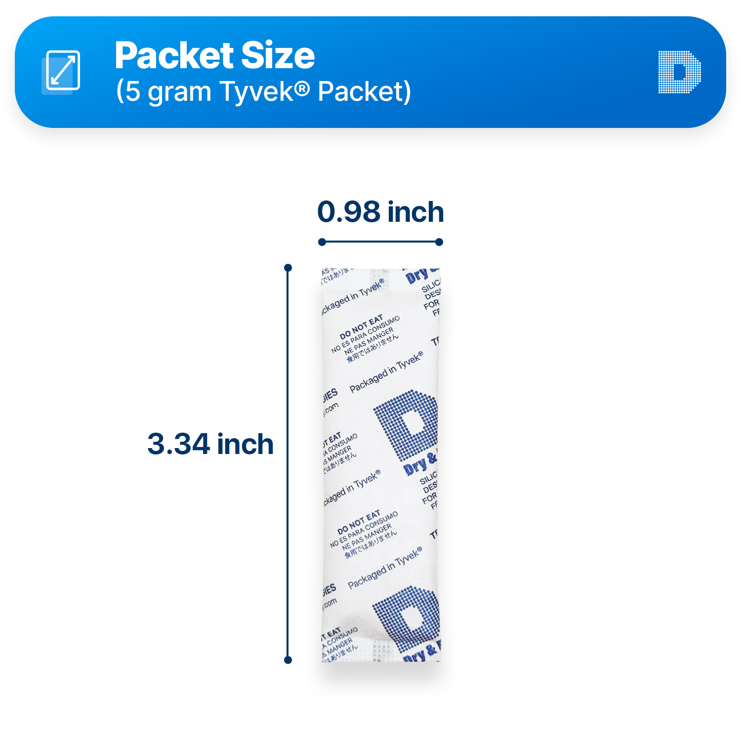 5 Gram [3,000 Packets] Tyvek® Silica Gel Desiccant Packets (FDA Compliant)