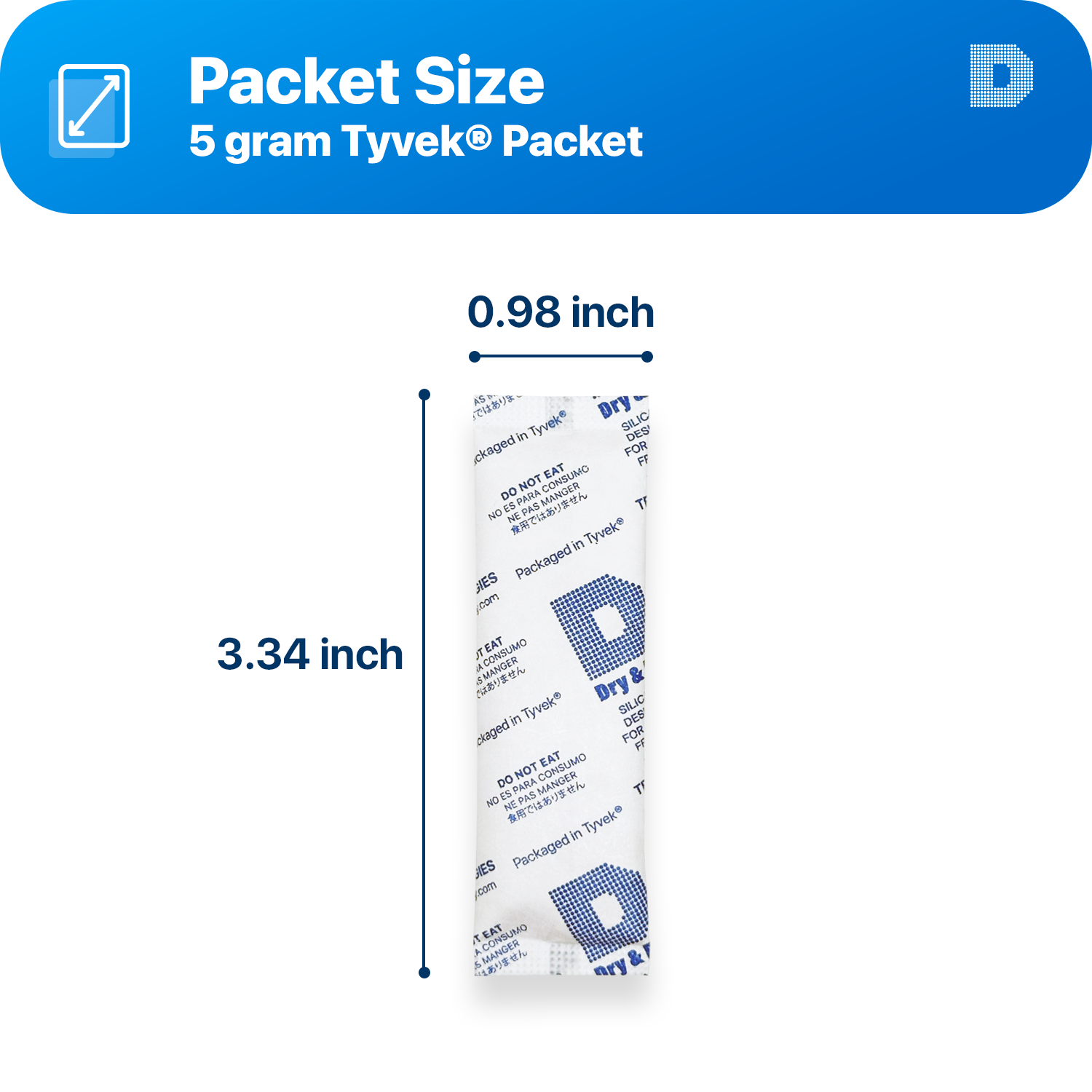 5 Gram [3,000 Packets] Tyvek® Silica Gel Desiccant Packets (FDA Compliant)