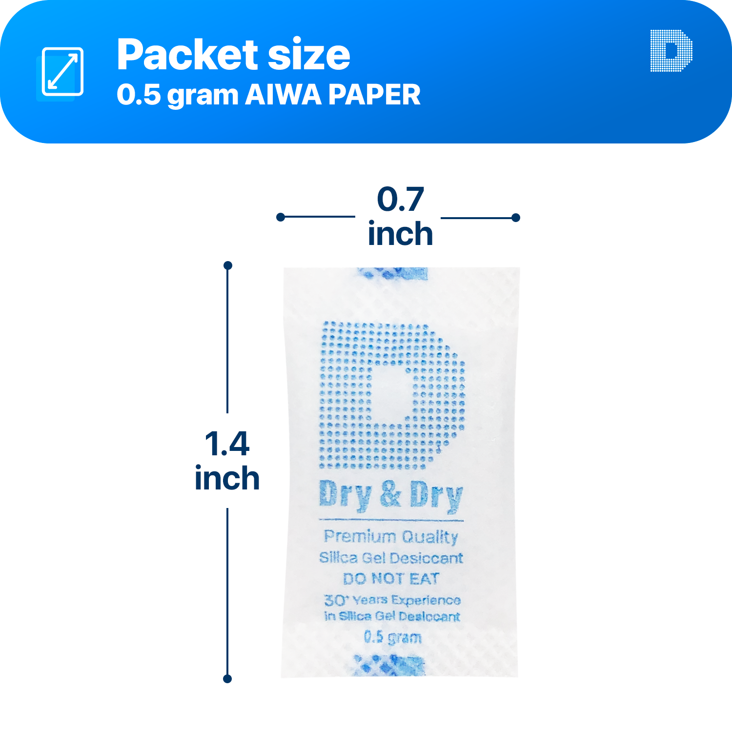0.5(Half) Gram [5000 Packets] Premium Silica Gel Packets Desiccant Dehumidifiers - Food Safe FDA Compliant