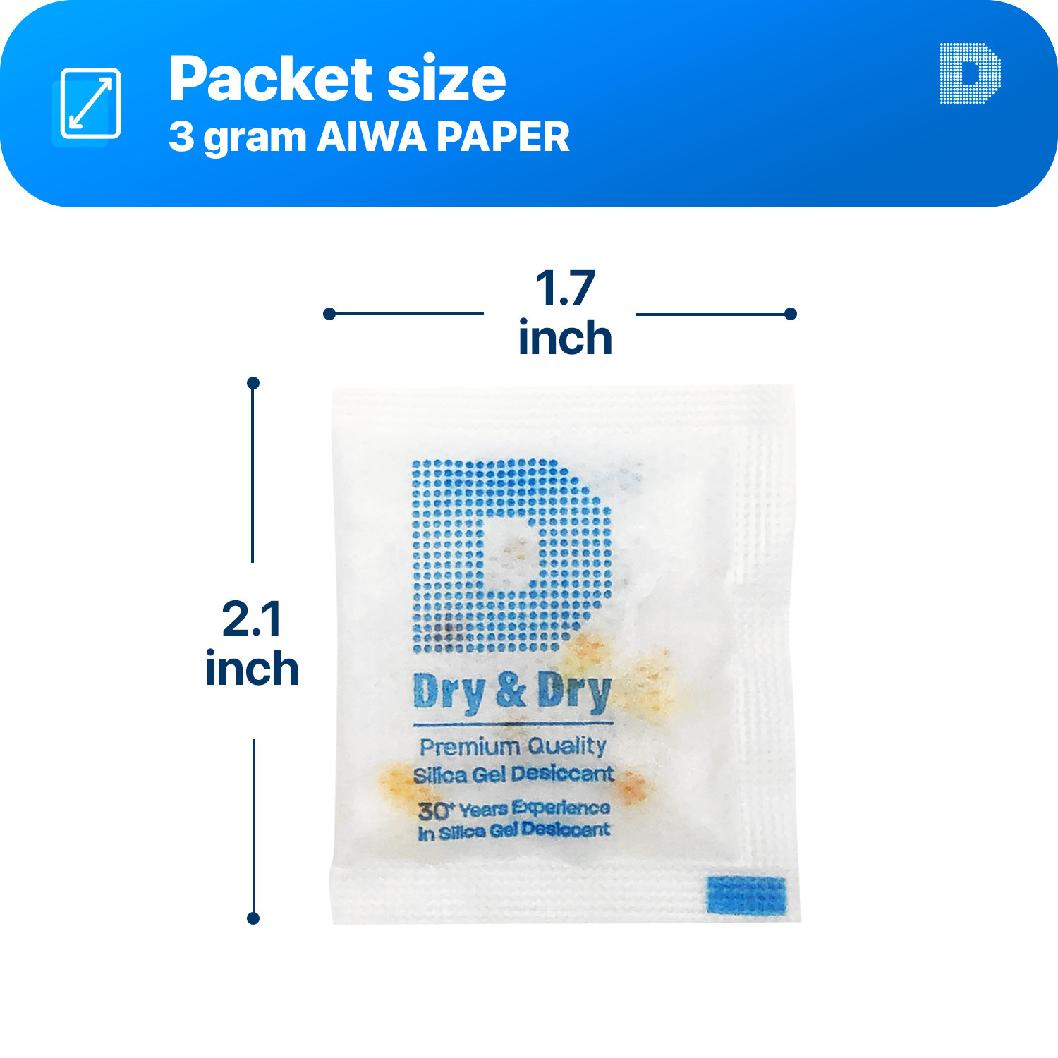 3 Gram [6000 Packs] "Dry & Dry" Food Safe Orange Indicating(Orange to Dark Green) Mixed Silica Gel Packets - FDA Compliant